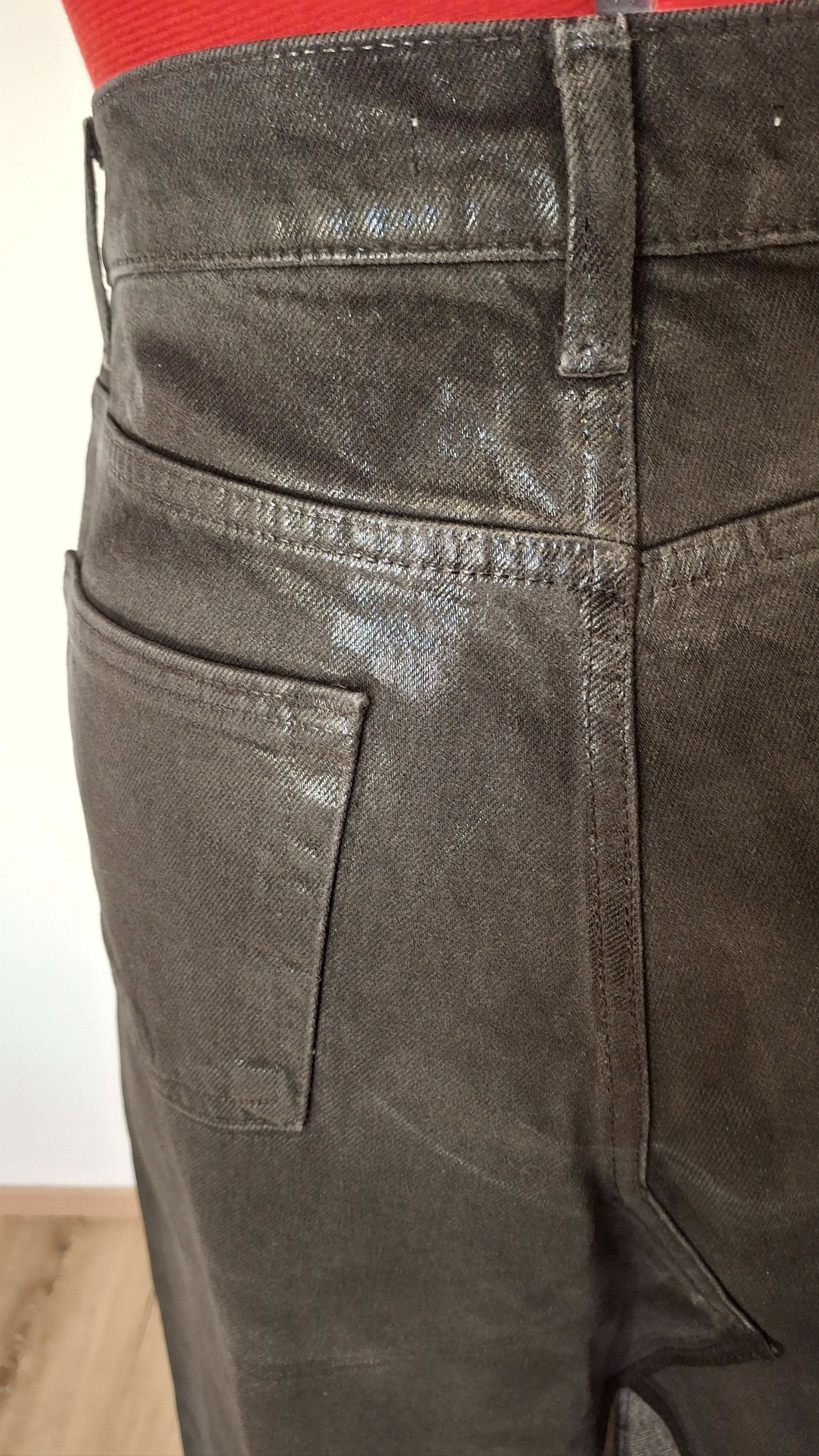 Handmade ​Custom Waxed Denim 1/1 Reconstructed Maxi Skirt M Size 32" / US 10 / IT 46 - 5 Thumbnail