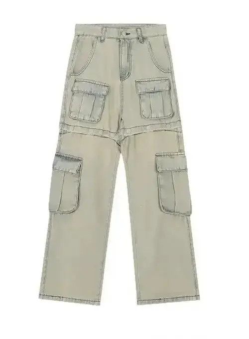 VIBE Retro Buttons Detachable Wide Cargo Jeans Size US 32 / EU 48 - 3 Thumbnail