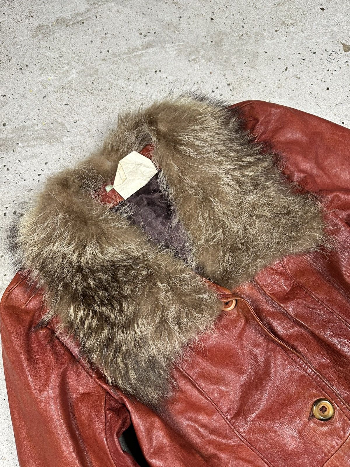 Vintage Vintage 90s Genuine Leather Fur Collar Long Coat Size L / US 10 / IT 46 - 9 Thumbnail