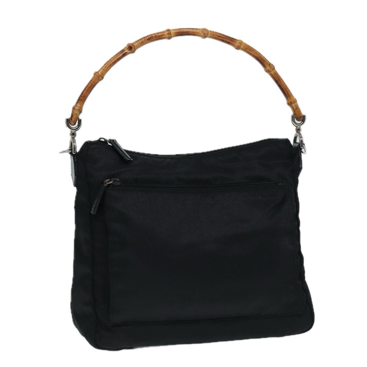 GUCCI Bamboo Handbag Nylon Black Silver 000 000