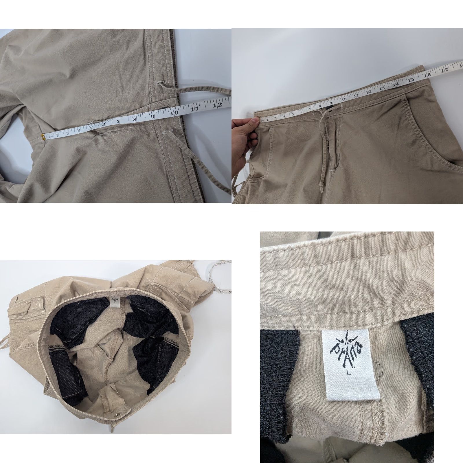 Prana prAna Capri Pants Women's L Khaki Tie Drawstring Outdoor Hiking Cargo Capris - Beige, Pockets, Stretch, Crop - Logo Size 36" / US 14 / IT 50 - 8 Thumbnail