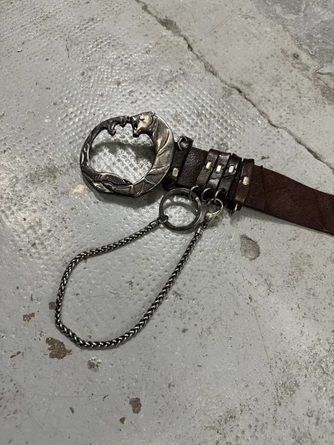 Just Cavalli 2000s Cavalli Snake vs Tiger Buckie Brown Leather Belt Size ONE SIZE - 4 Thumbnail