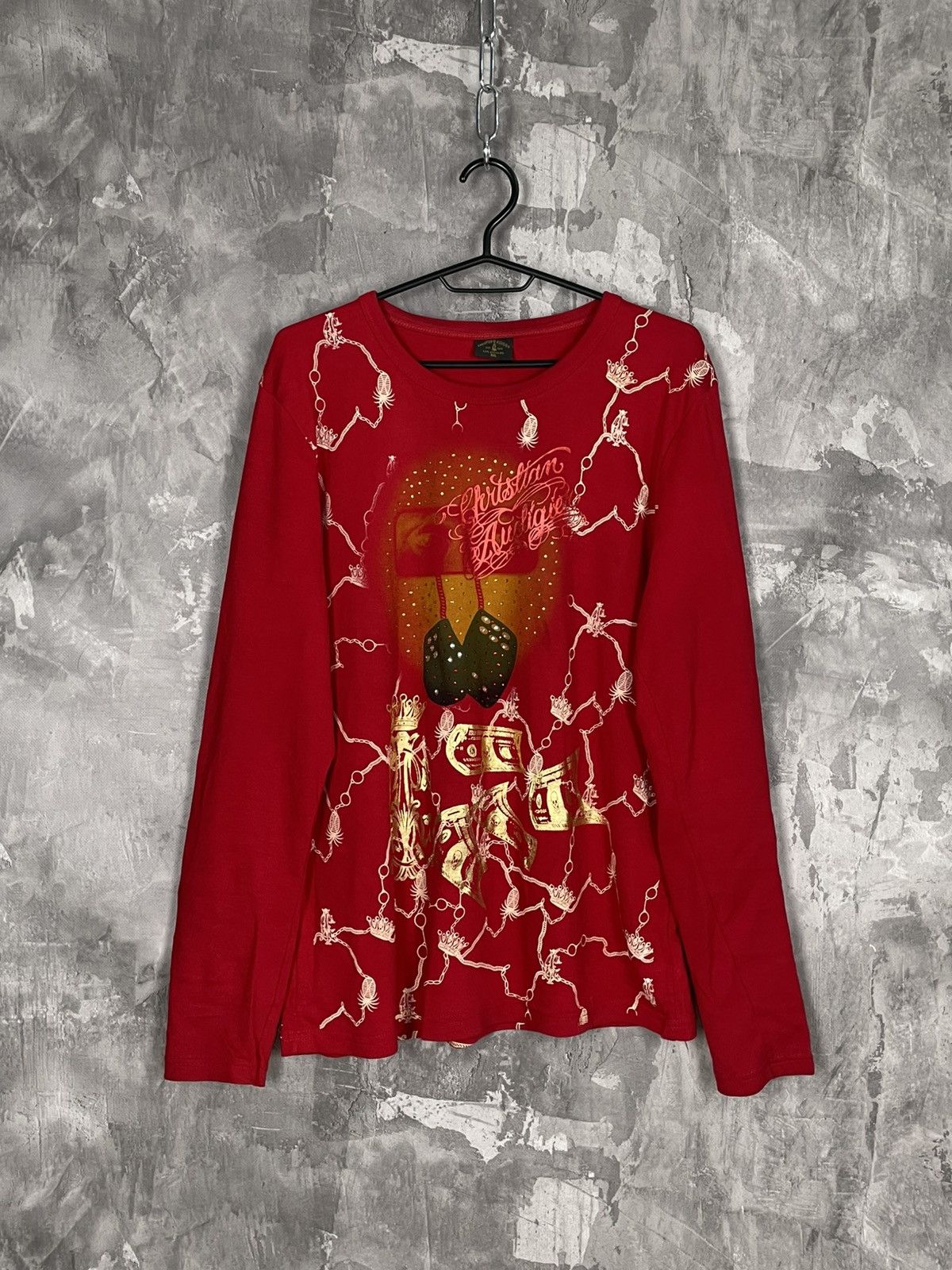 Ed Hardy × Vintage Vintage 00s Christian Audigier Printed Long sleeve T shirt Size XXL / US 16-18 / IT 52-54 - 1 Thumbnail