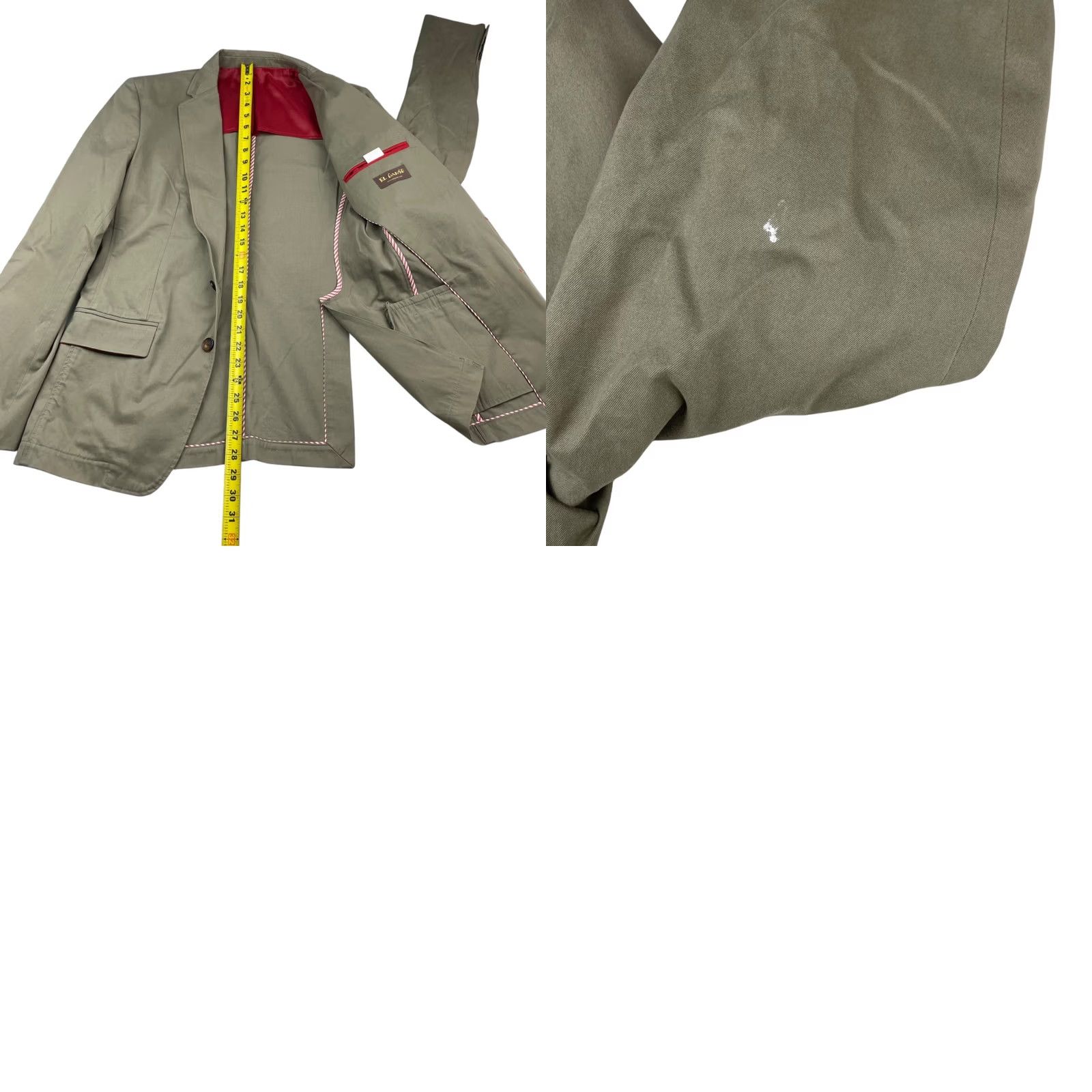 Vintage El Ganso Men's Blazer Khaki/Tan 36S 100% Cotton Two-Button Size 36R - 9 Thumbnail