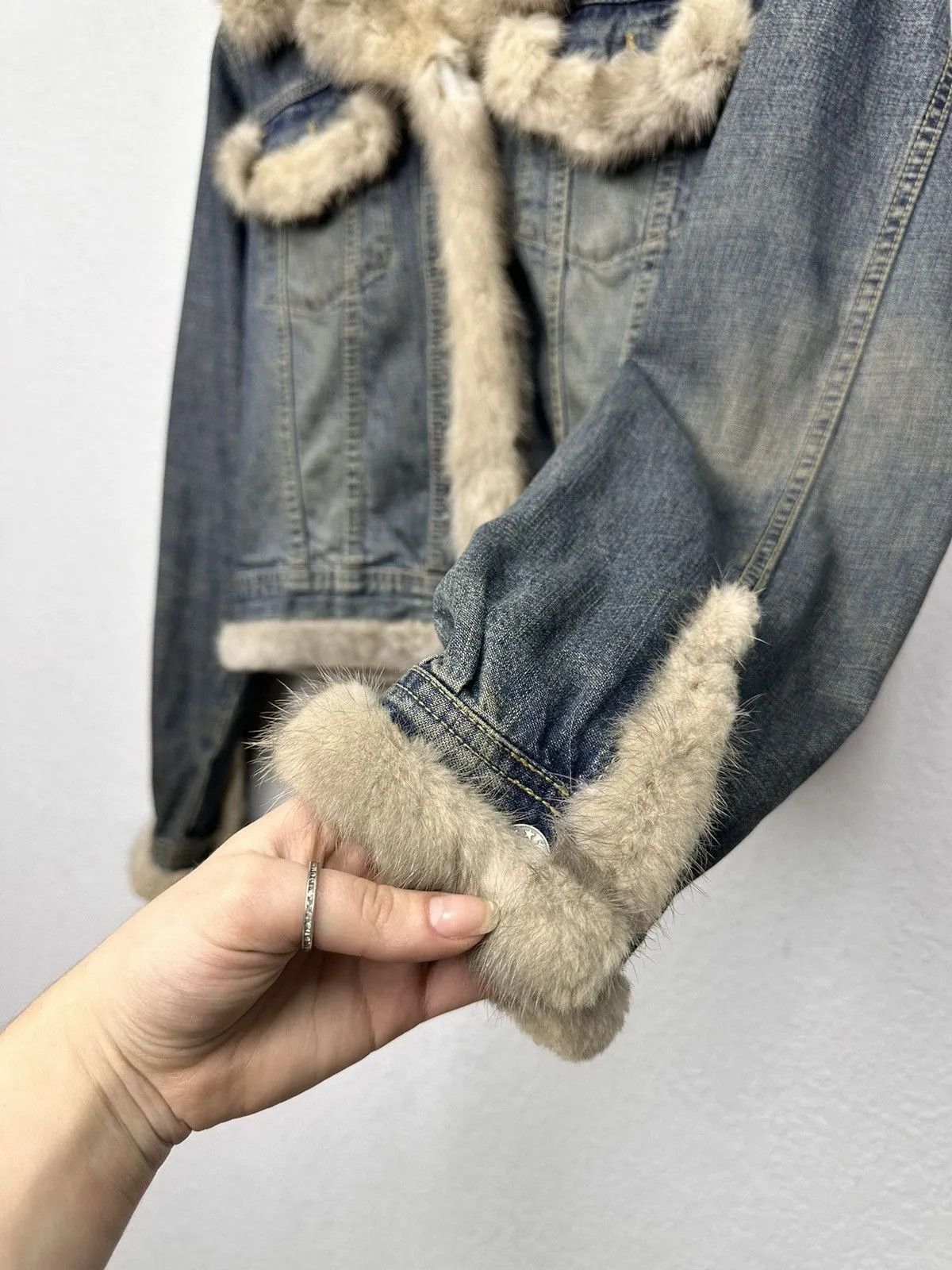 Vintage Ifsixwasnine Leather Denim Jacket Y2K Japan Hoodie Fur Goa Size M / US 6-8 / IT 42-44 - 5 Thumbnail