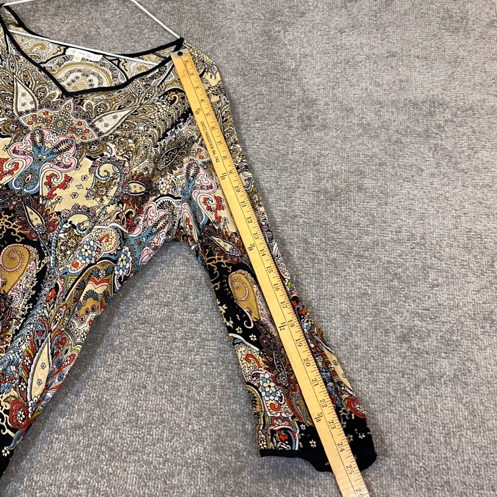 Anthropologie ANTHROPOLOGIE Love Kyla Tunic Blouse Womens Large Multicolor Paisley V-Neck Boho Size L / US 10 / IT 46 - 7 Thumbnail