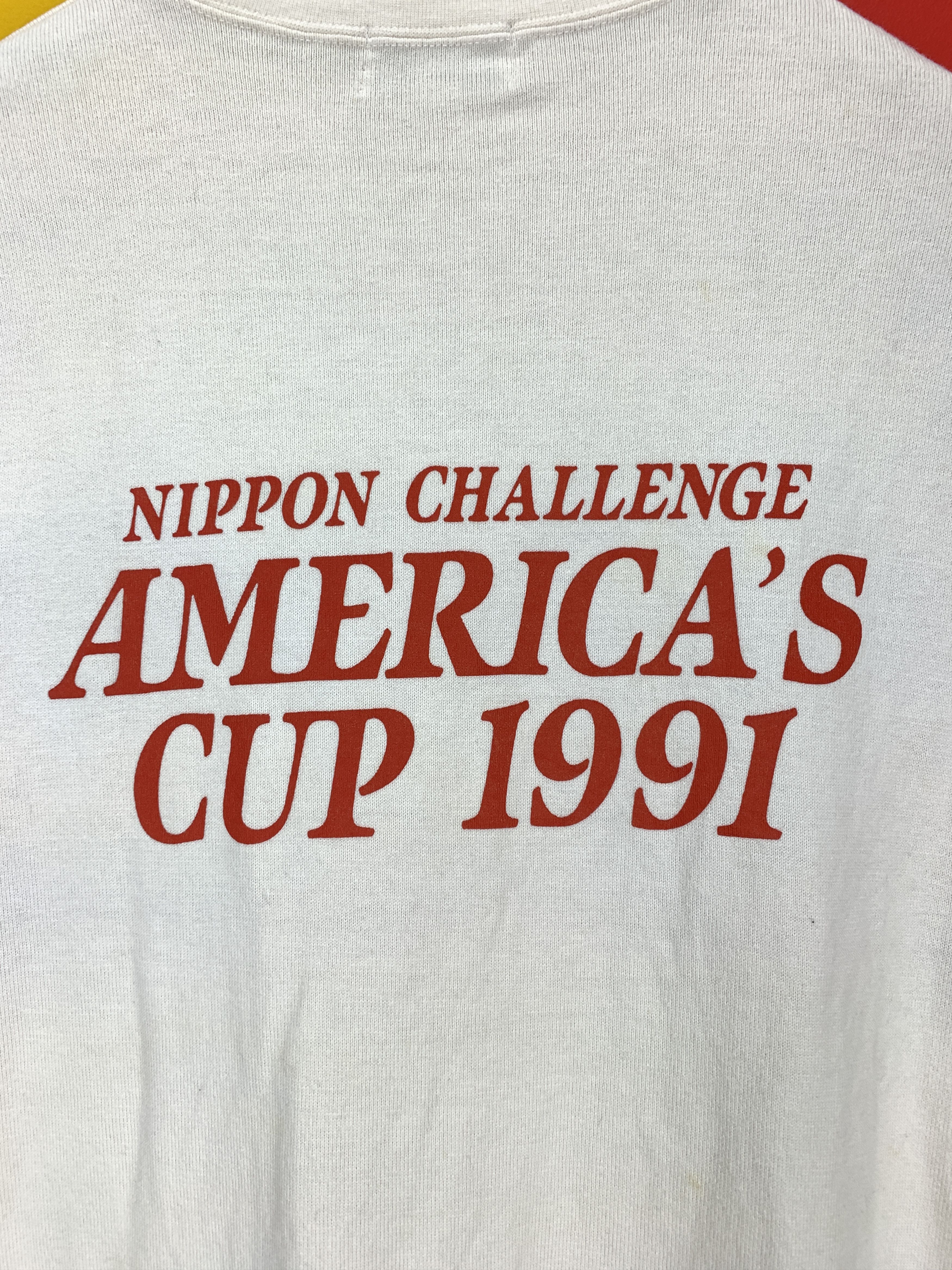 Japanese Brand 90s Vintage NIPPON CHALLENGE AMERICA CUP T Shirt #1902/10 Size US M / EU 48-50 / 2 - 2 Thumbnail