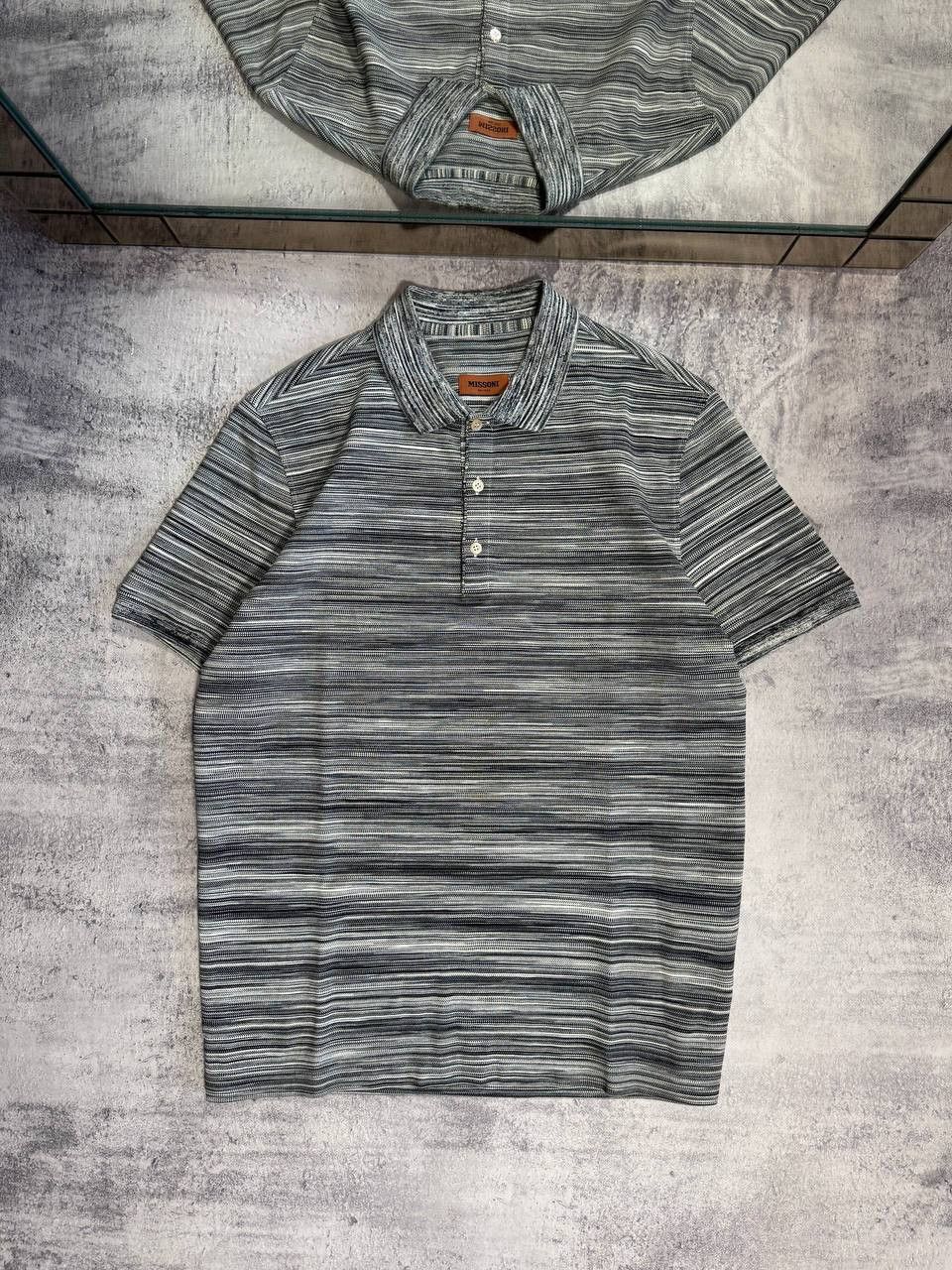 Luxury Missoni Striped Polo T-shirt Gray