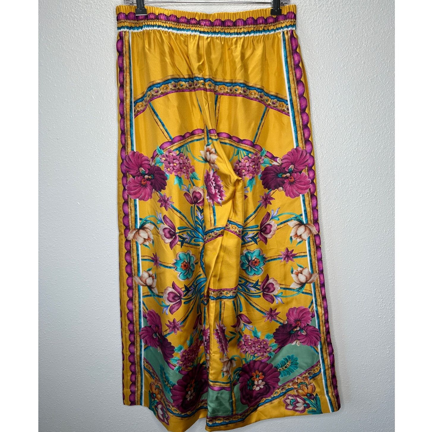 La DoubleJ La DoubleJ Yellow Multi-Color Printed Silk Palazzo Pant XL Size 36" / US 14 / IT 50 - 8 Thumbnail