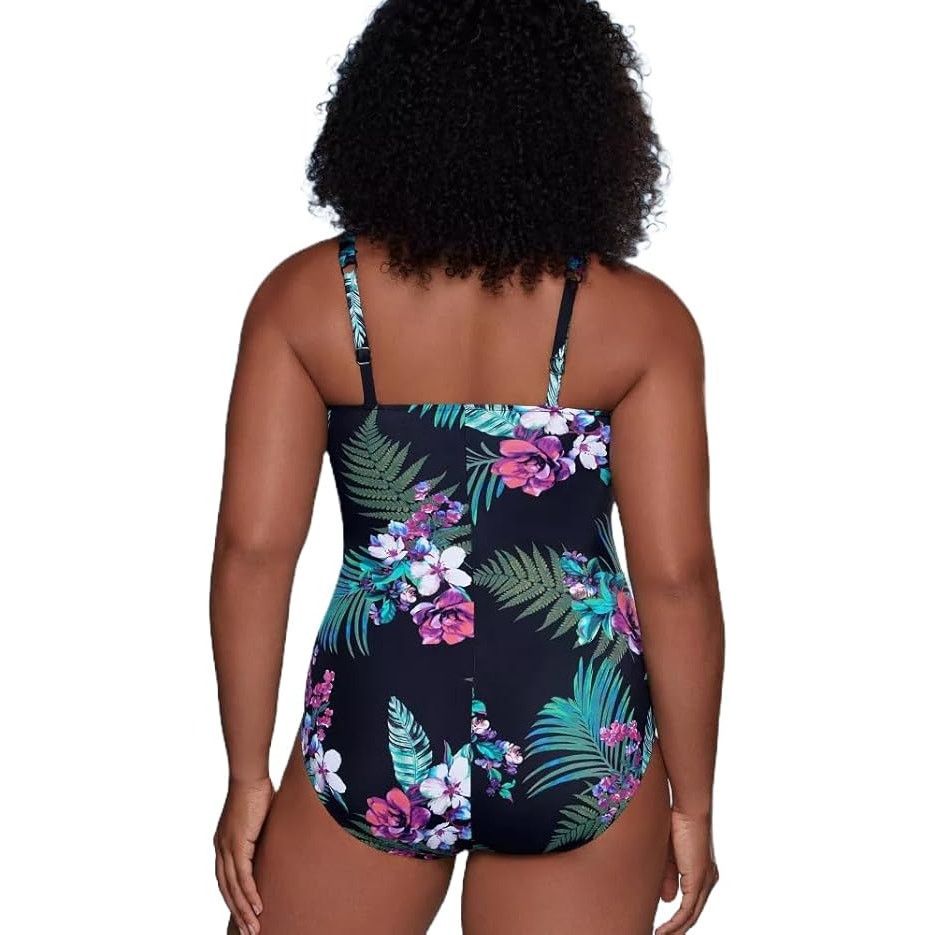 Unknown London AQUA GREEN NWT One Piece Swimsuit, Floral Medium Size ONE SIZE - 4 Thumbnail