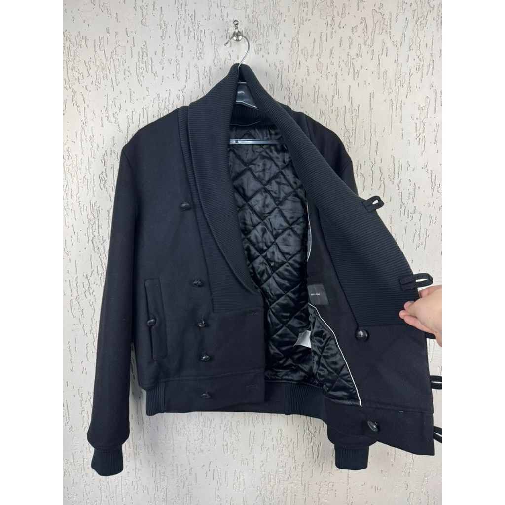 Kris Van Assche Kris Van Assche Asymmetrical Wool Shawl Collar Black Bomber Size US XXS / EU 40 - 3 Thumbnail