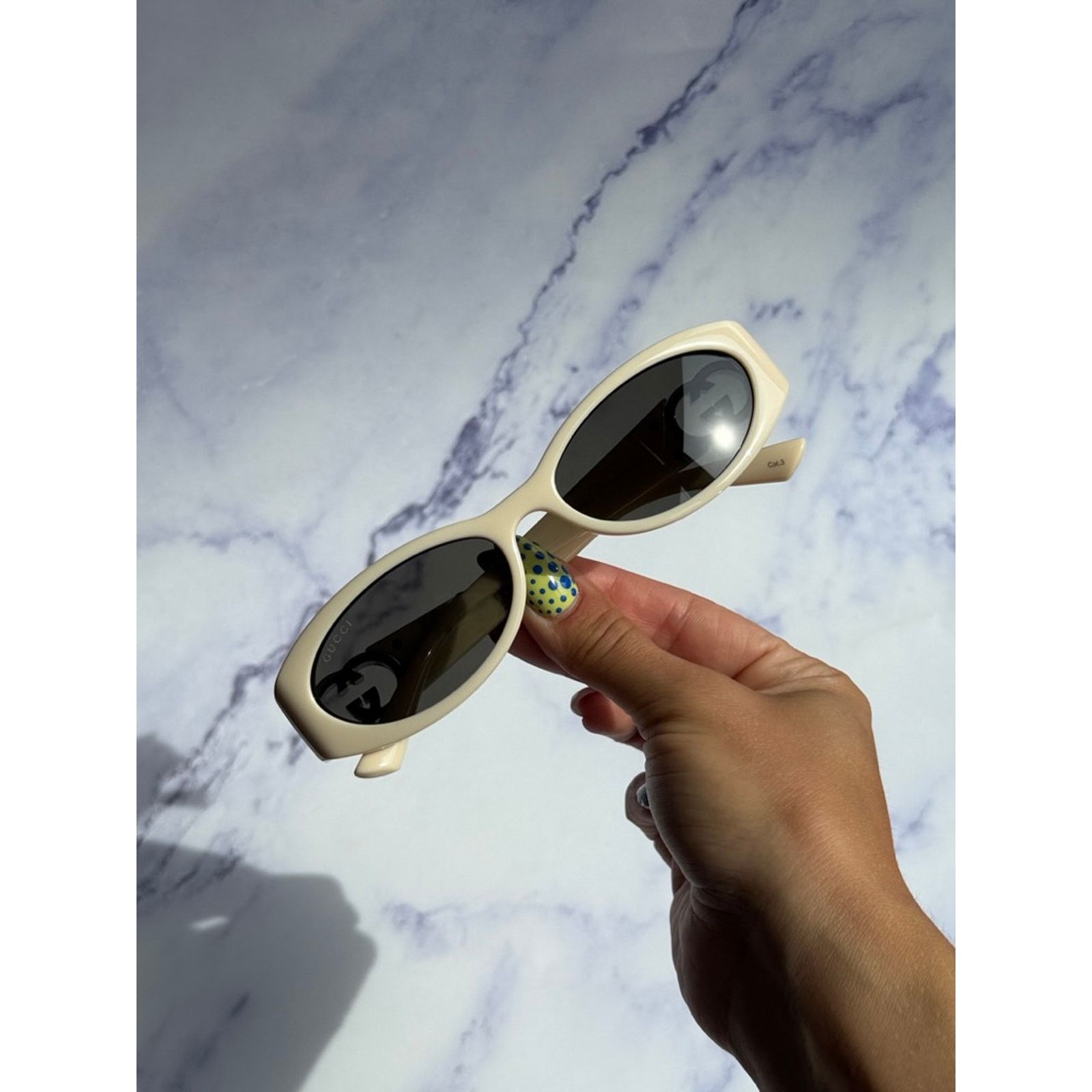 Gucci SALE! NEW Gucci GG1660S White Slim Oval Logo Sunglasses Size ONE SIZE - 9 Thumbnail