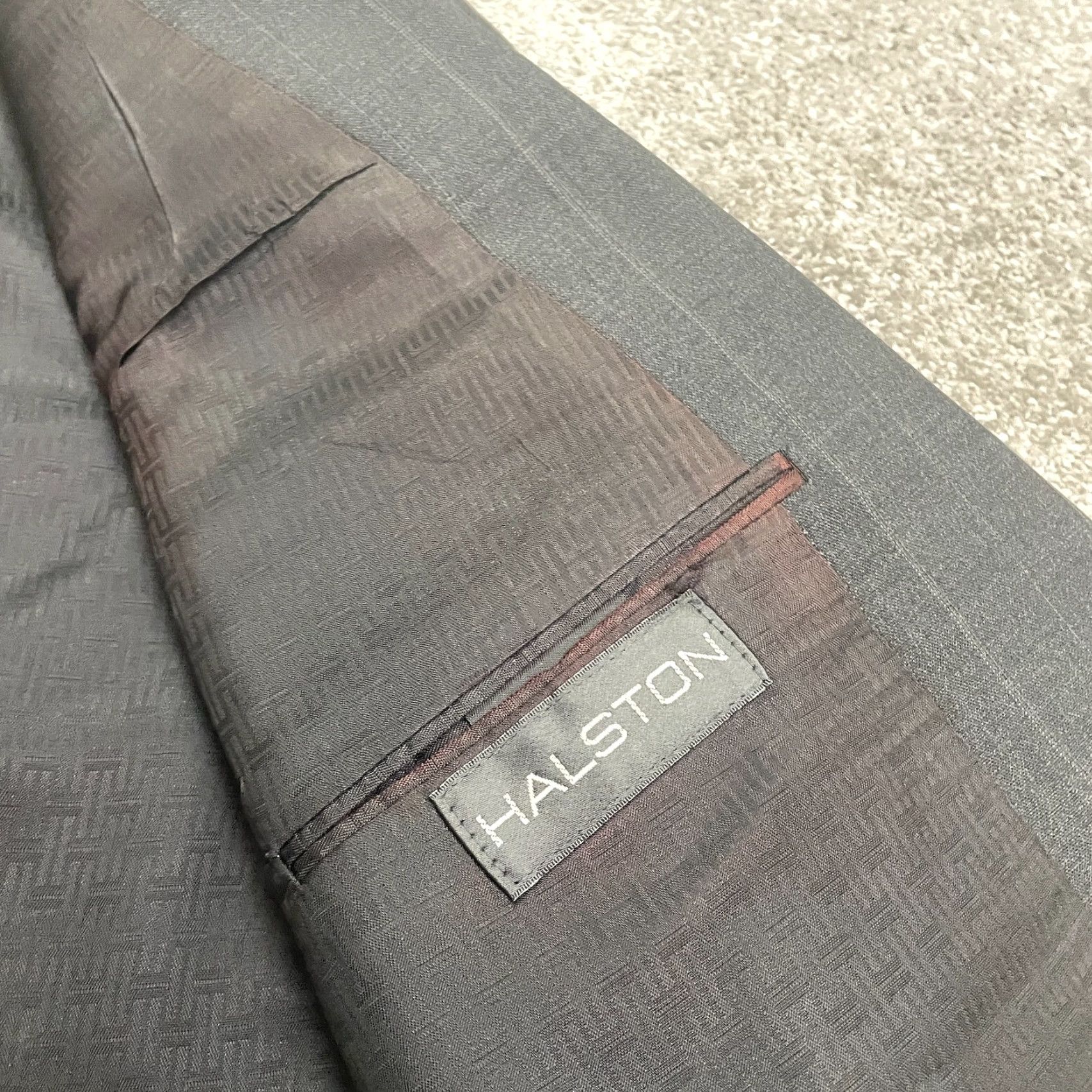 Halston Today's Man Halston Blazer Jacket Mens 46L Dark Gray Striped Wool Business Suit Size 46R - 5 Thumbnail