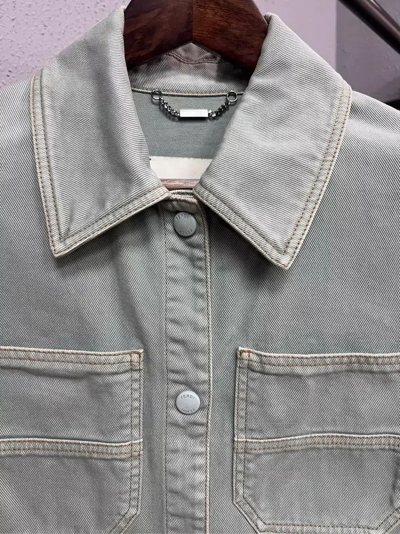 Fendi Fendi Distressed leather patch denim jacket Size 4XL / US 24-26 - 3 Thumbnail