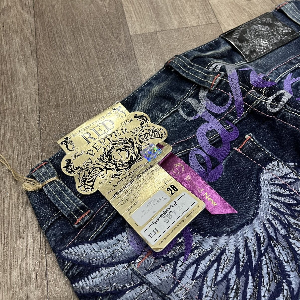Ed Hardy × Japanese Brand Flare Jeans Red Pepper Jeans Embroidered Boot Cut Denim Size 28" / US 6 / IT 42 - 5 Thumbnail