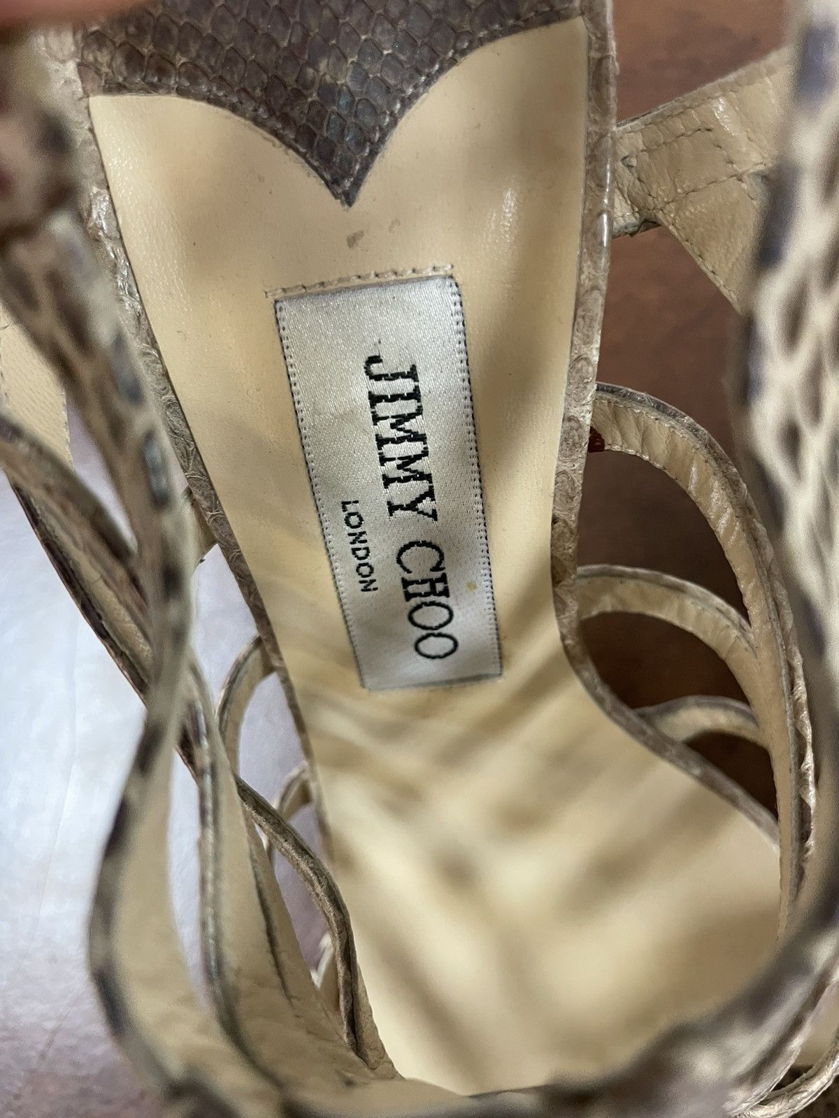 Jimmy Choo Glenys Snakeskin Platform Cage Sandal Size US 9 / IT 39 - 7 Thumbnail