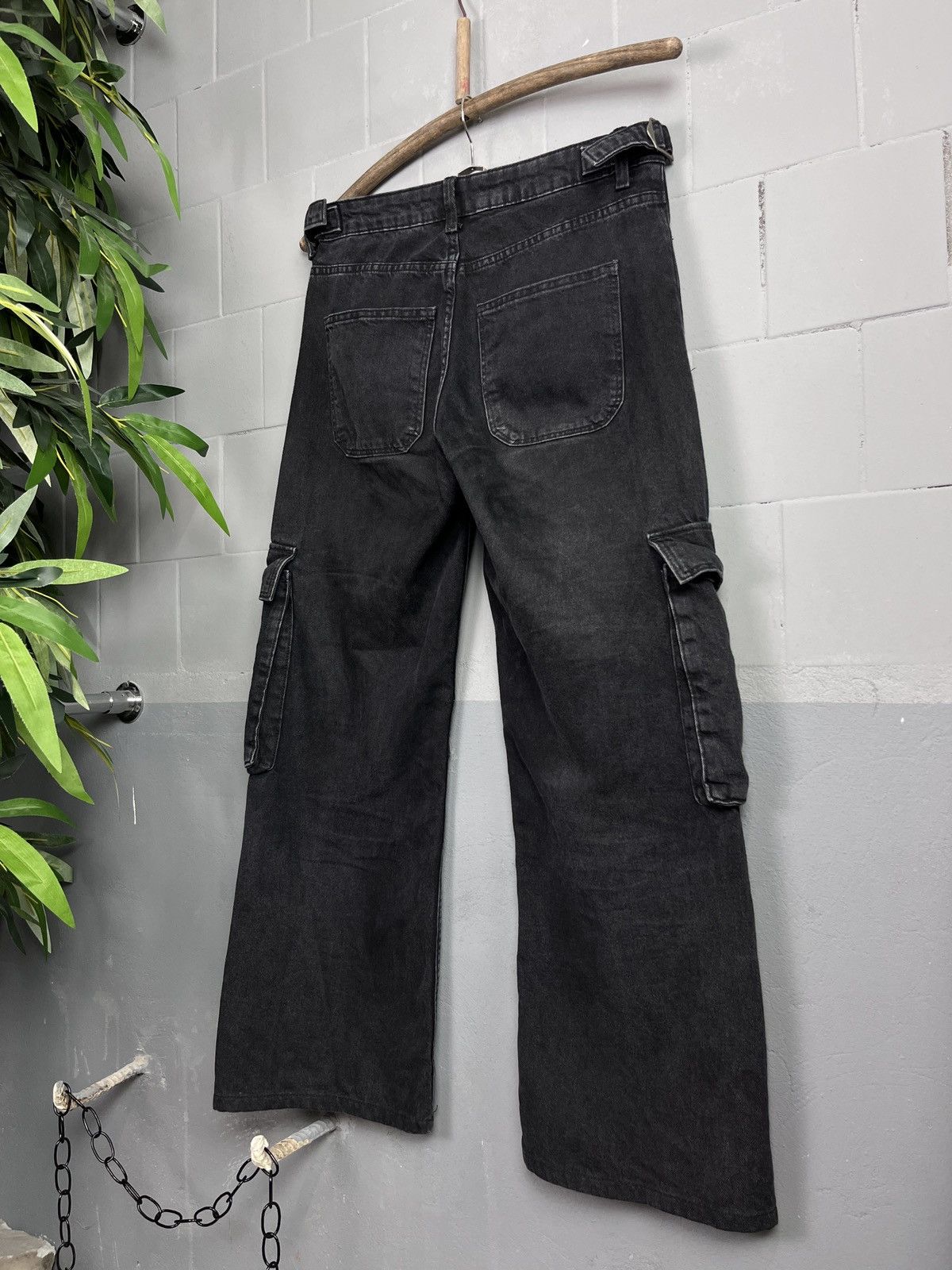 Designer 8 POCKETS BONDAGE CARGO FADED HEAVY DENIM PANTS - 3253 Size US 31 - 5 Thumbnail