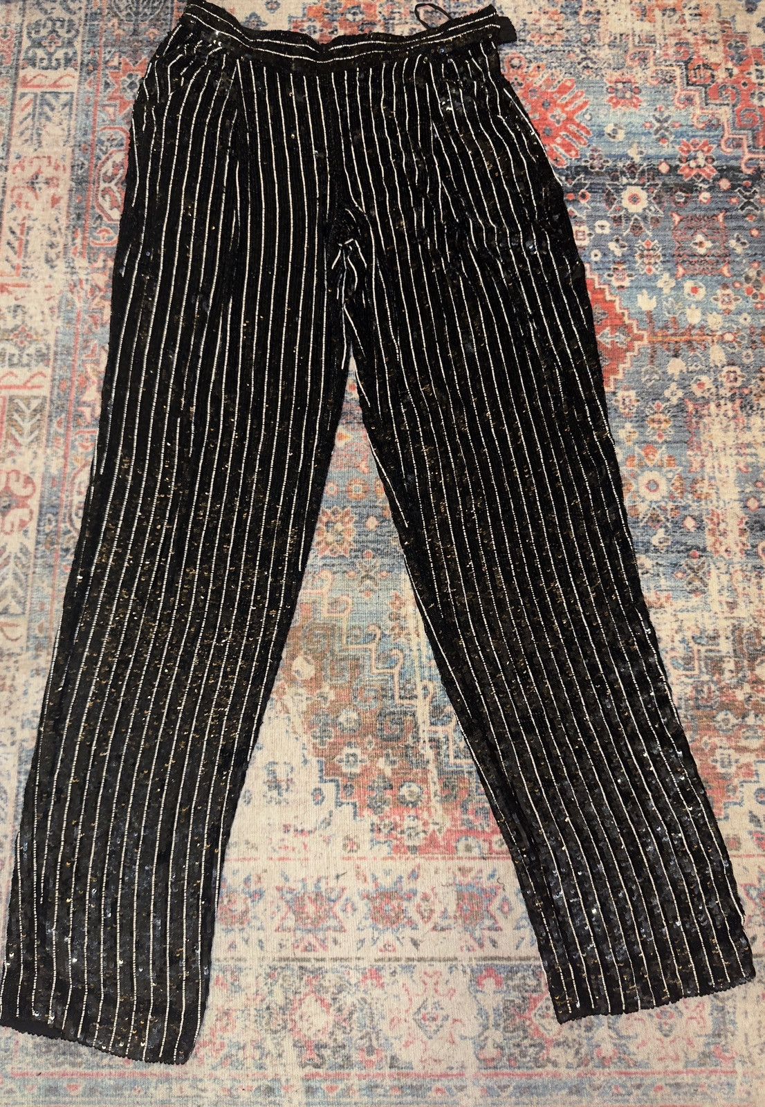 ASHISH Ashish Black Strips pleated Sequins Pants Unisex size M Size 32" / US 10 / IT 46 - 12 Thumbnail