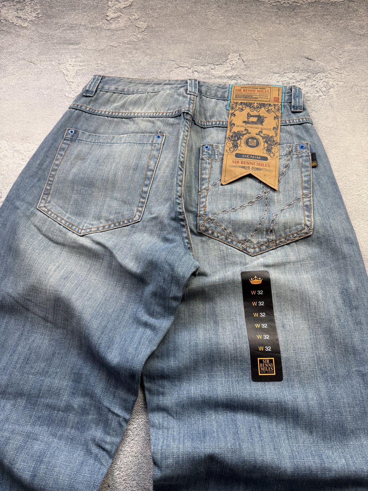 Other Sir Benni Miles Chain Pattern Stitch Washed Jeans Baggy Y2K Size US 32 / EU 48 - 3 Thumbnail