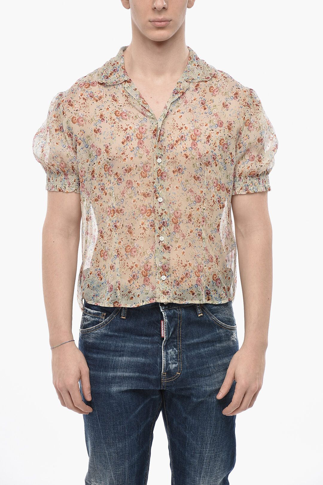 Dsquared2 Garden Sutra Silk Shirt with Floral Print Size US M / EU 48-50 / 2 - 1 Thumbnail