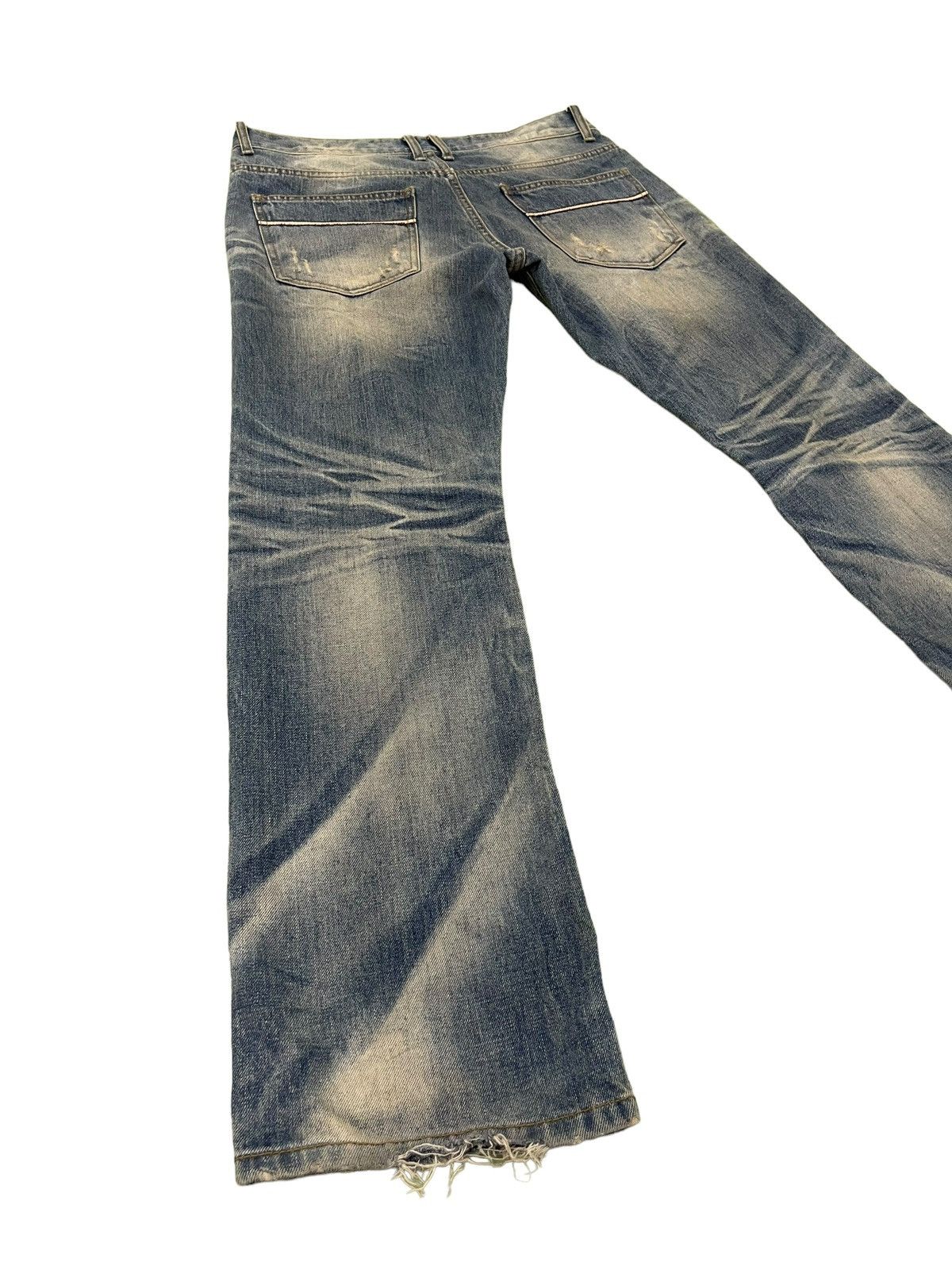 Japanese Brand Slim Jeans Improves Faded Distress Denim 8🟦7 Size US 35 - 12 Thumbnail