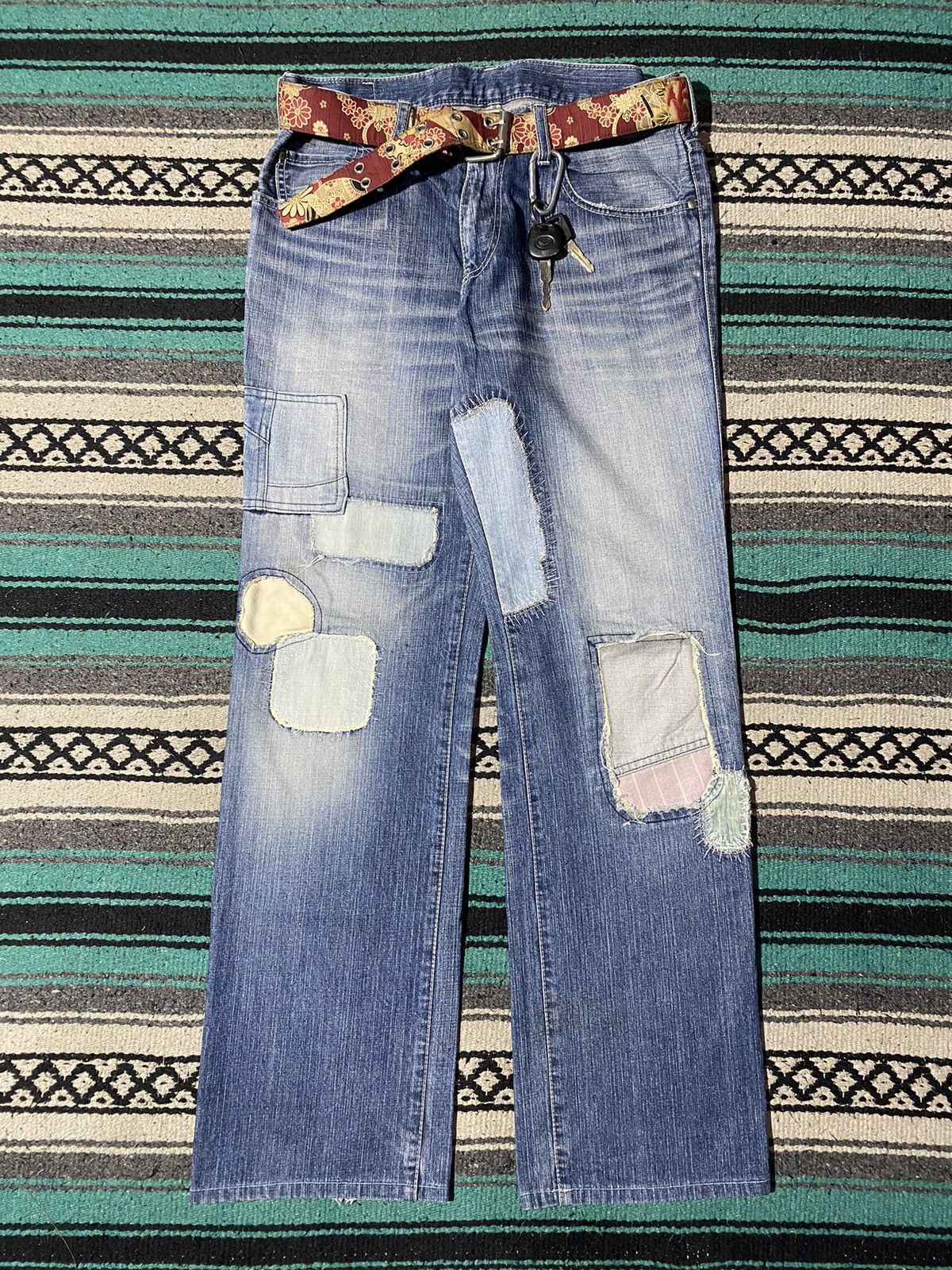ABAHOUSE 2000s ABAHOUSE - Sashiko/Boro Patchwork Denim Pants Size US 34 / EU 50 - 2 Thumbnail