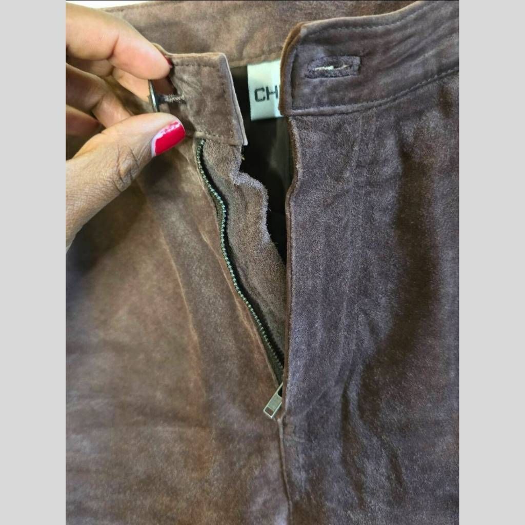 Chicos CHICO'S Brown Leather Pants Size 15 Straight Leg Mid Rise Ge Size 36" / US 14 / IT 50 - 10 Thumbnail