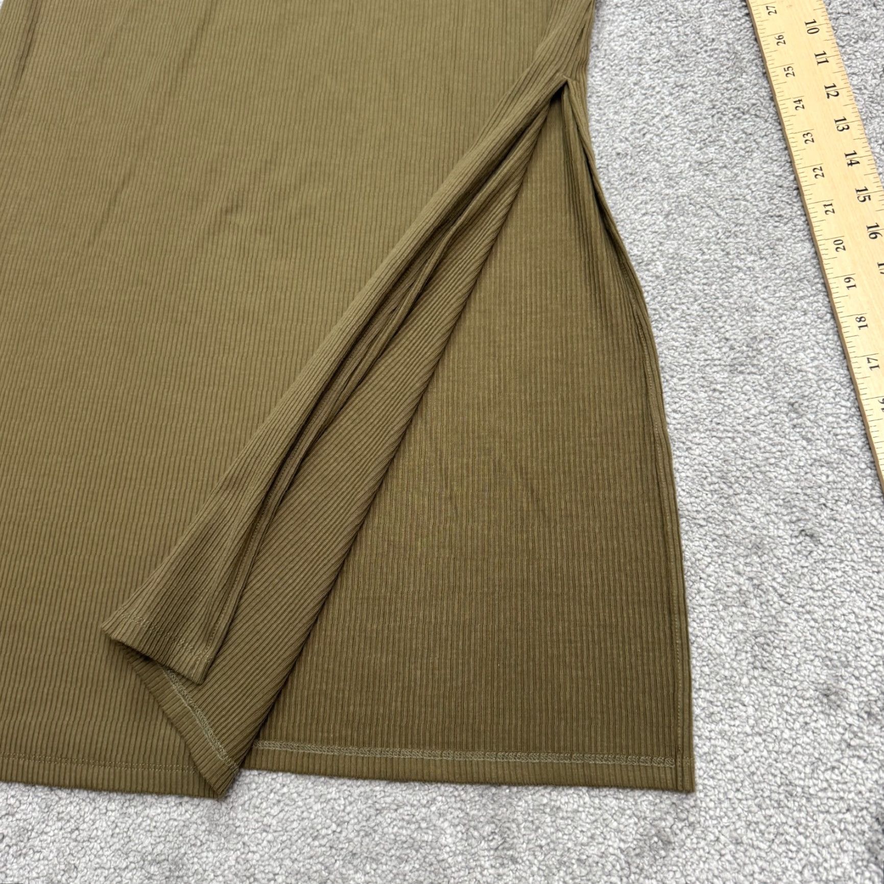 Olive The Drop The Drop Mickey-Capers One Shoulder Rib Knit Midi Dress Women M Olive Green Sleeveless Midi Casual Size M / US 6-8 / IT 42-44 - 3 Thumbnail