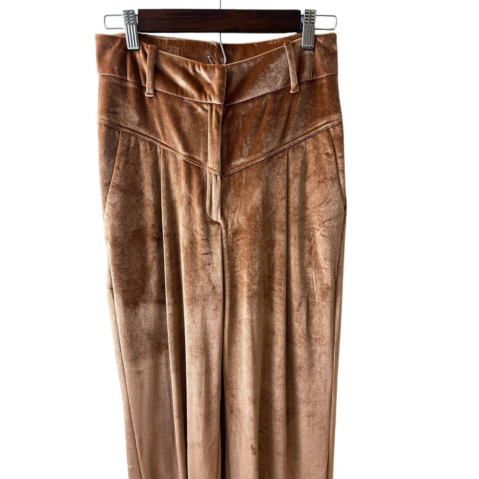 Other Stella Pardo High Waist Wide Leg Velour Camel Velour Small Size 27" / US 4 / IT 40 - 4 Thumbnail