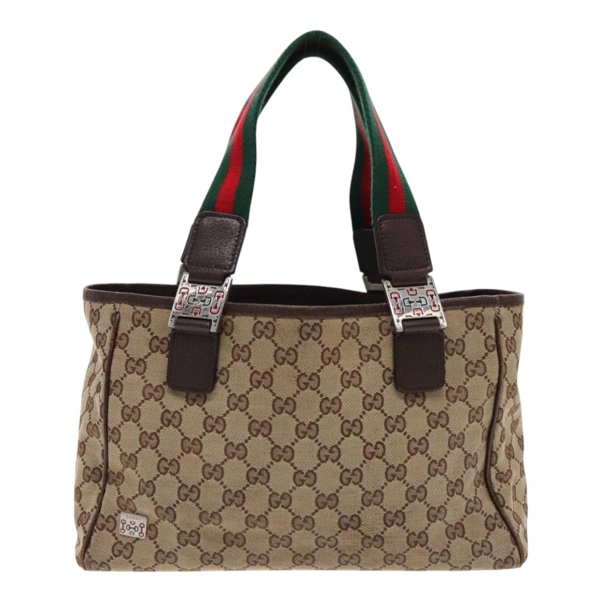 Gg Canvas Beige Canvas Handbag (Pre-Owned)
