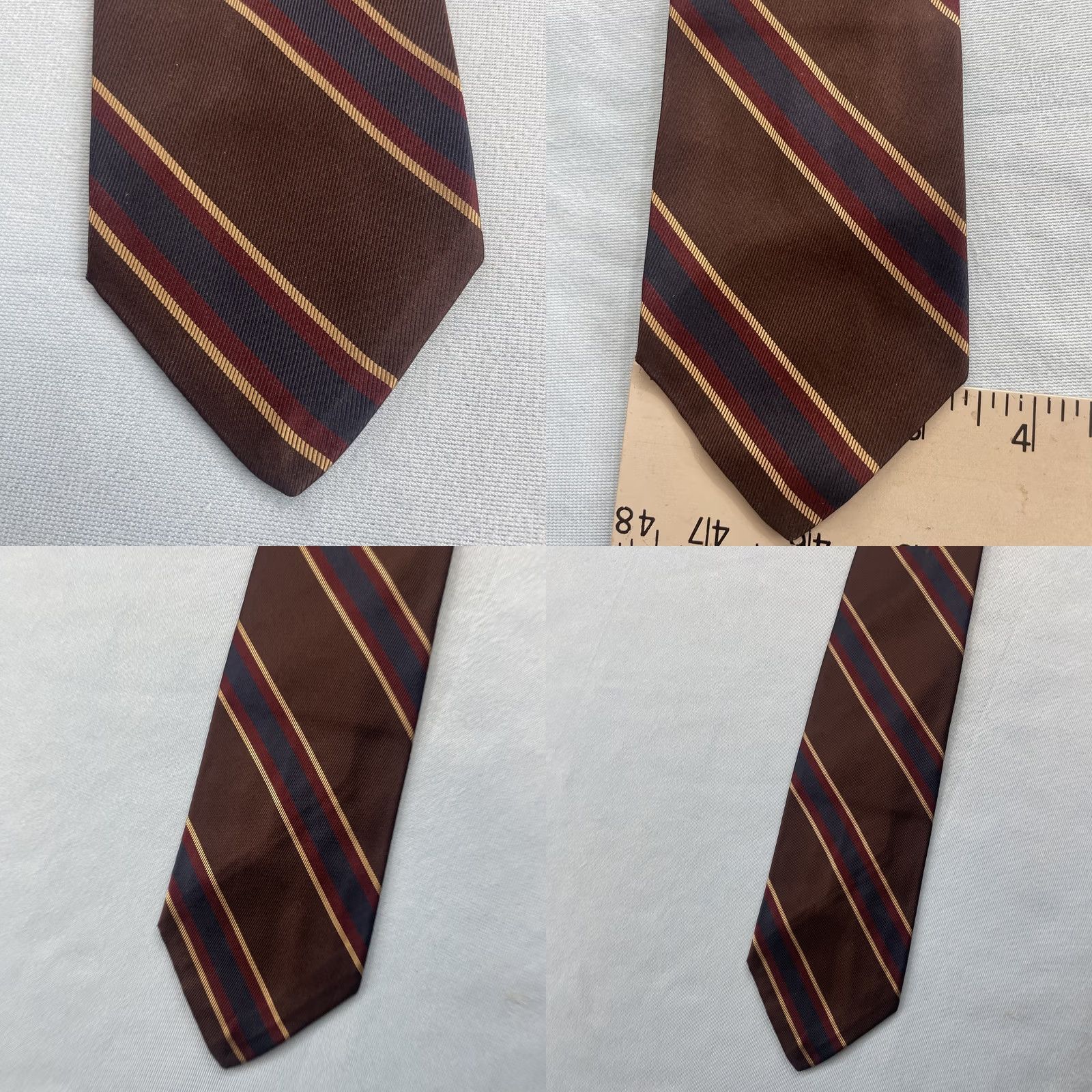 Robert Talbott VINTAGE Robert Talbott Ascot Shop Silk Neck Tie Brown Woven Repp Tie 60s USA 3.5x58 Mens Tie Brown Silk Repp Vintage Geometric Size ONE SIZE - 8 Thumbnail