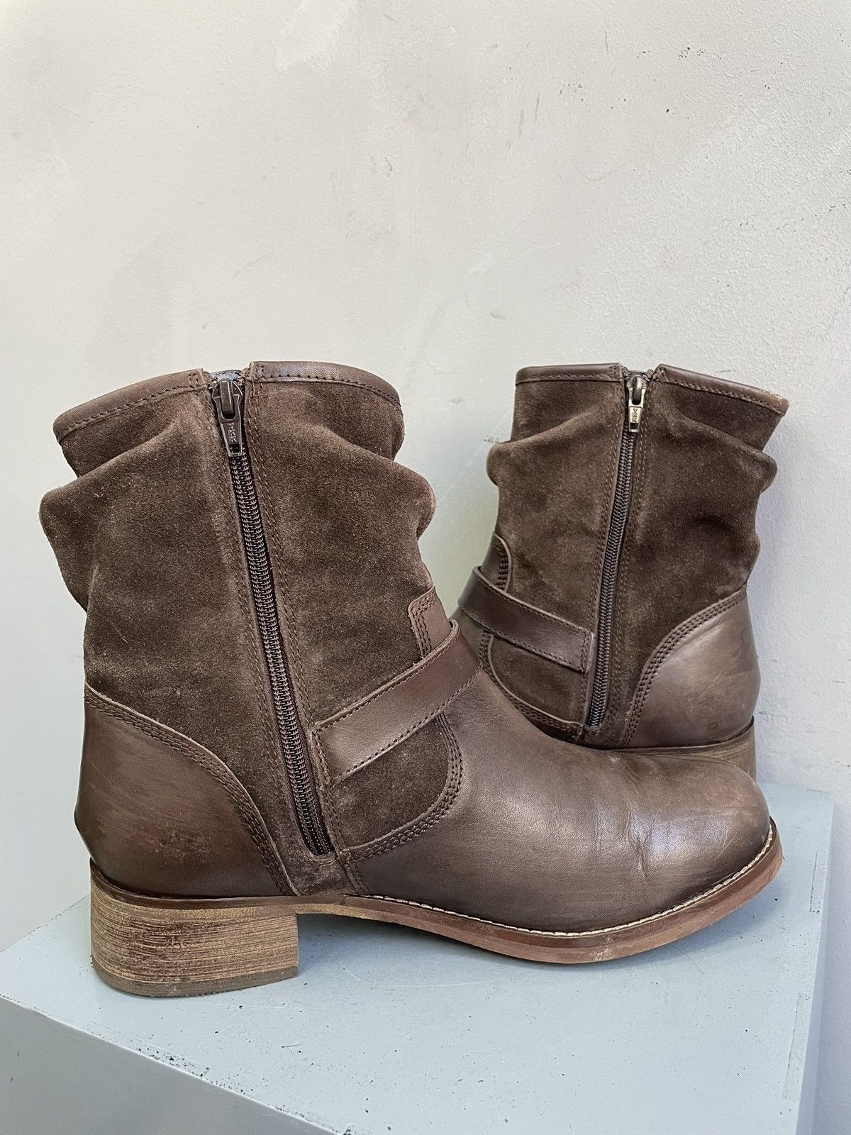 14th Addiction Rare engineered brown suede leather boots western y2k style Size US 8.5 / EU 41-42 - 10 Thumbnail