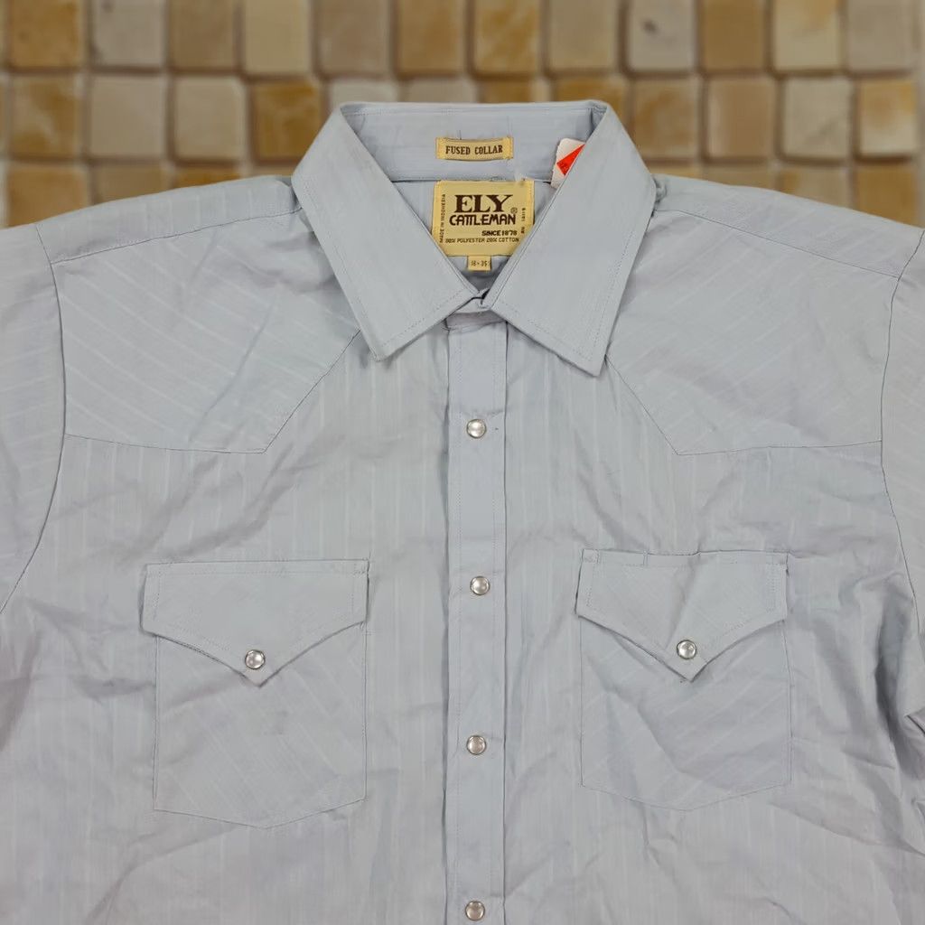 Vintage VINTAGE Ely Cattleman Button-Up Shirt Western Pearl Snap Large L Blue Cotton Striped Shirt Mens Size US L / EU 52-54 / 3 - 1 Thumbnail
