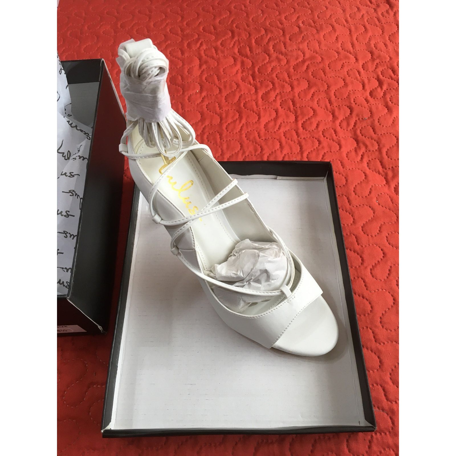 & Other Stories Lulus 8 1/2 White Sayela Lace-Up 4" High Heels Open Toe Size US 8.5 / IT 38.5 - 6 Thumbnail