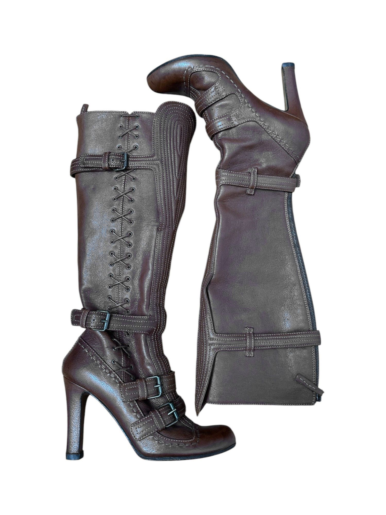 Alexander McQueen F/W 2006 Lace Up Brown Leather Boots Size US 7.5 / IT 37.5 - 3 Thumbnail