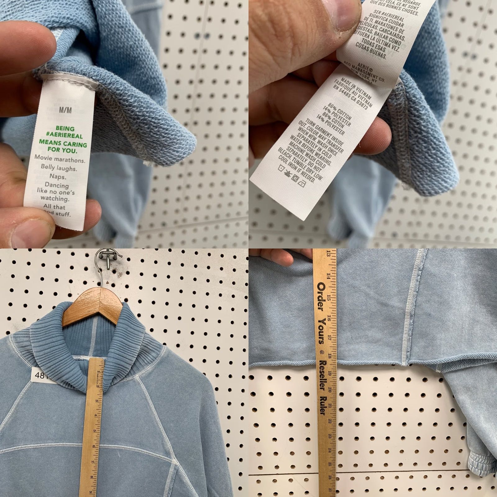 Vintage Aerie Fleece Turtleneck Sweatshirt Womens M Blue Cropped Fleece Sweater Size M / US 6-8 / IT 42-44 - 8 Thumbnail