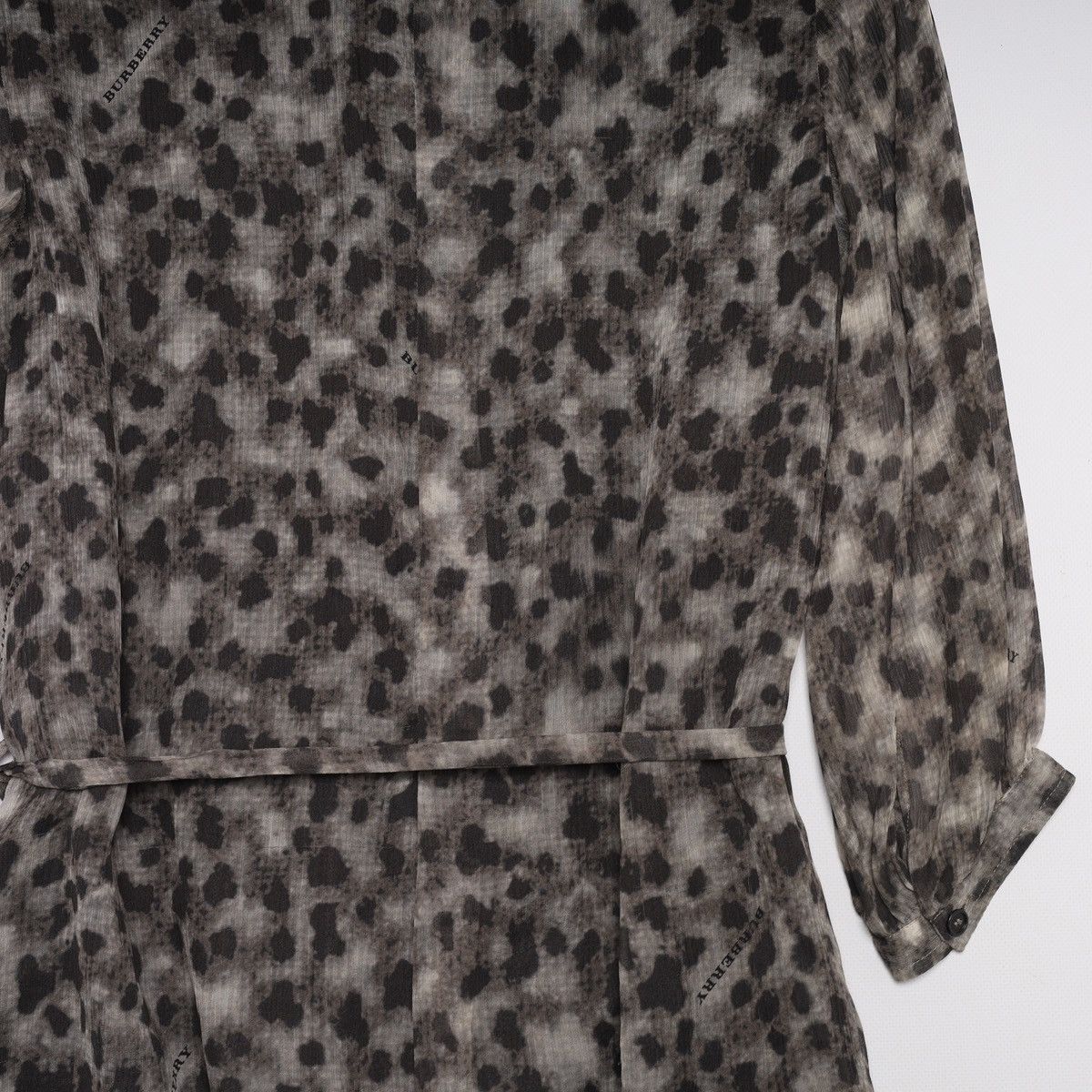 Burberry Burberry Silk Dress Grey Black Printed Belted Dress Size S / US 4 / IT 40 - 15 Thumbnail