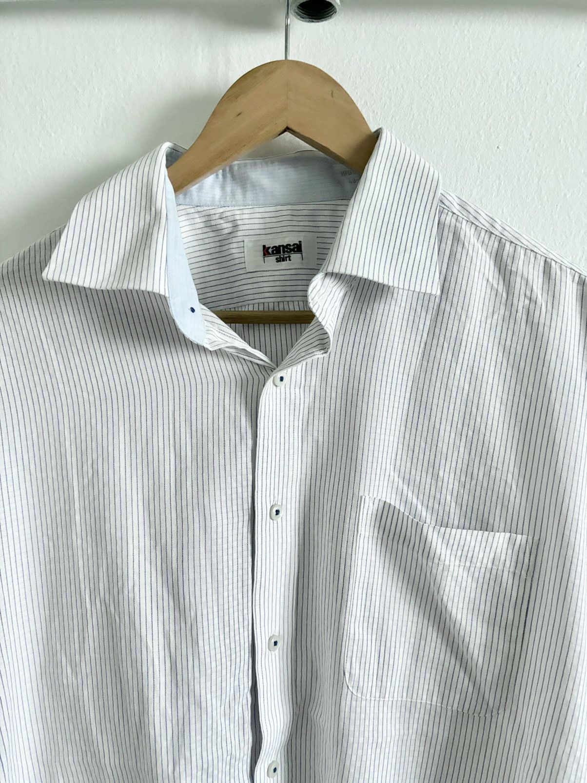 Kansai Yamamoto Kansai Button Up Shirt long Sleeve (white and blue color) Size US XL / EU 56 / 4 - 2 Thumbnail