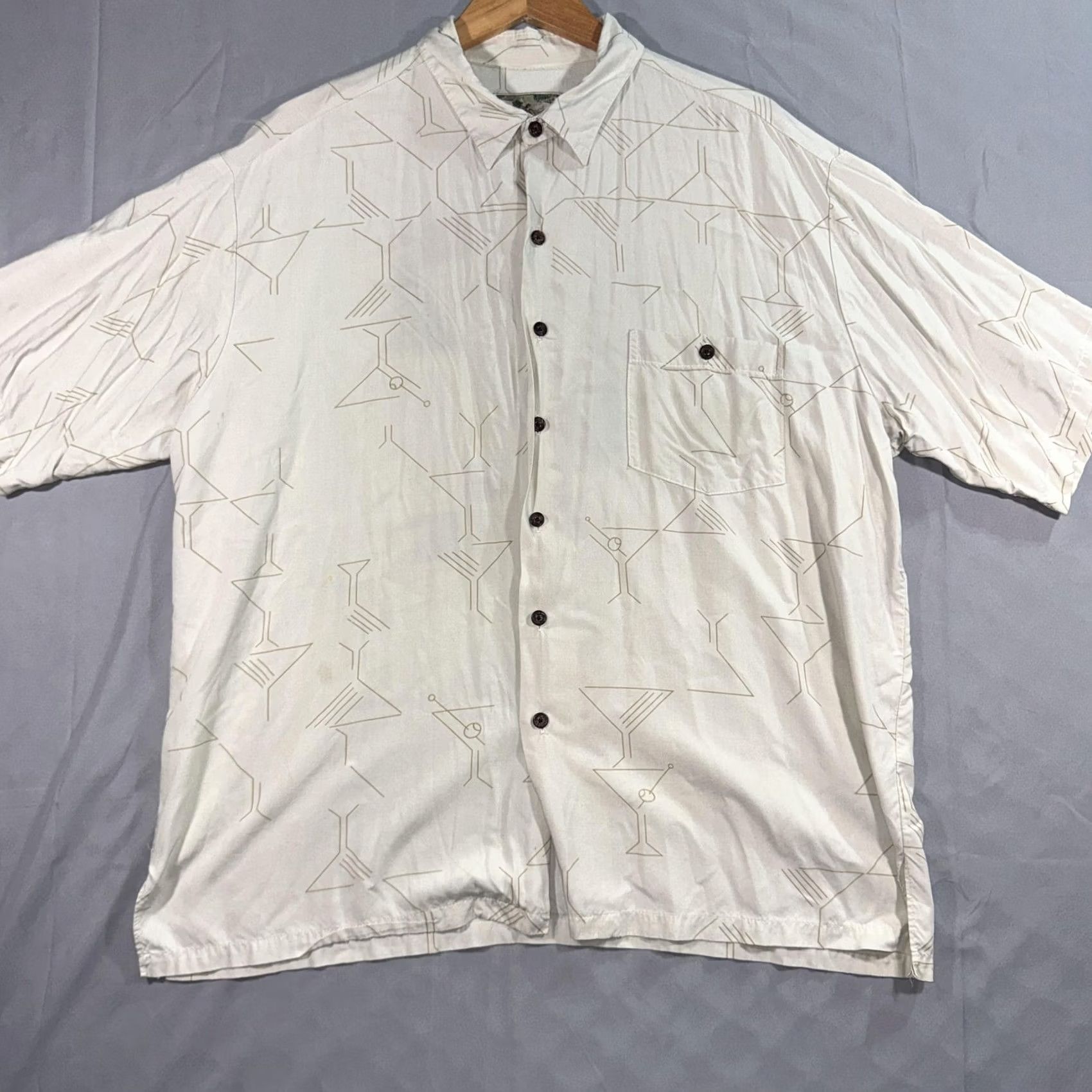 Tori Richard Tori Richard Shirt Mens 2XL White Martini Cocktail Short Sleeve Button Front Pattern Graphic Print Pockets Vintage No Size US XXL / EU 58 / 5 - 2 Thumbnail