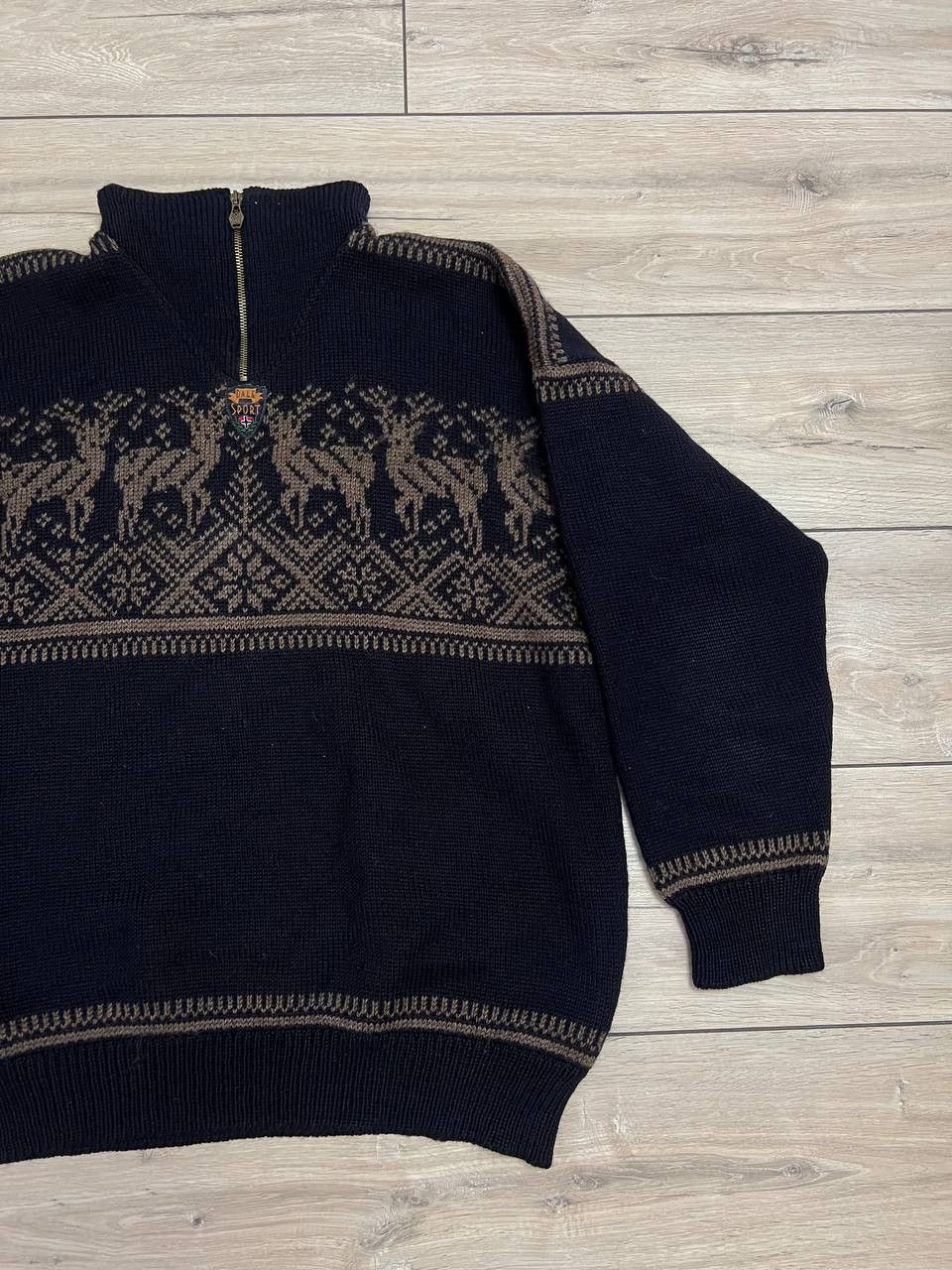 Dale of Norway Sport 1/4 Deer Fair Isle Wool Knit Sweater L