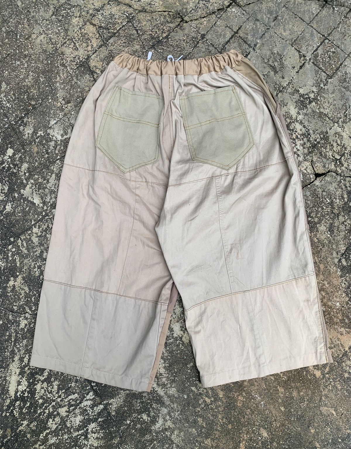 Japanese Brand Unbranded Cut and Sew Canvas Tan Colour Wide Leg Pants Size US 34 / EU 50 - 2 Thumbnail