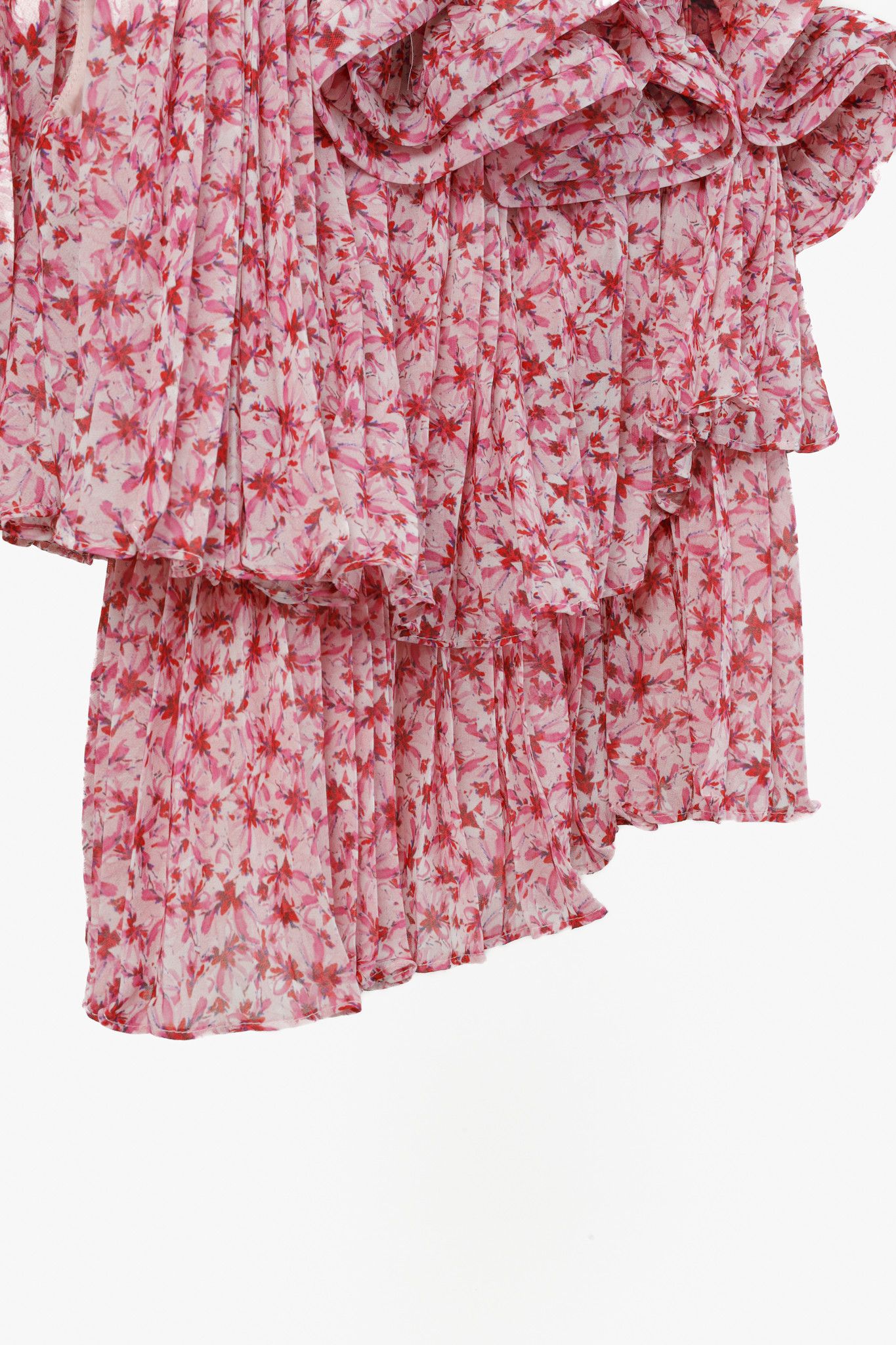 Amur Amur Portia Pink Floral Pleated Tiered One-Shoulder Top Size S / US 4 / IT 40 - 6 Thumbnail