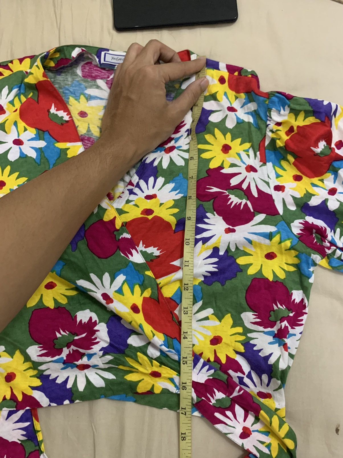 Vintage × Yves Saint Laurent Vintage Yves Saint Laurent Floral Tie Crop Top Size M / US 6-8 / IT 42-44 - 6 Thumbnail