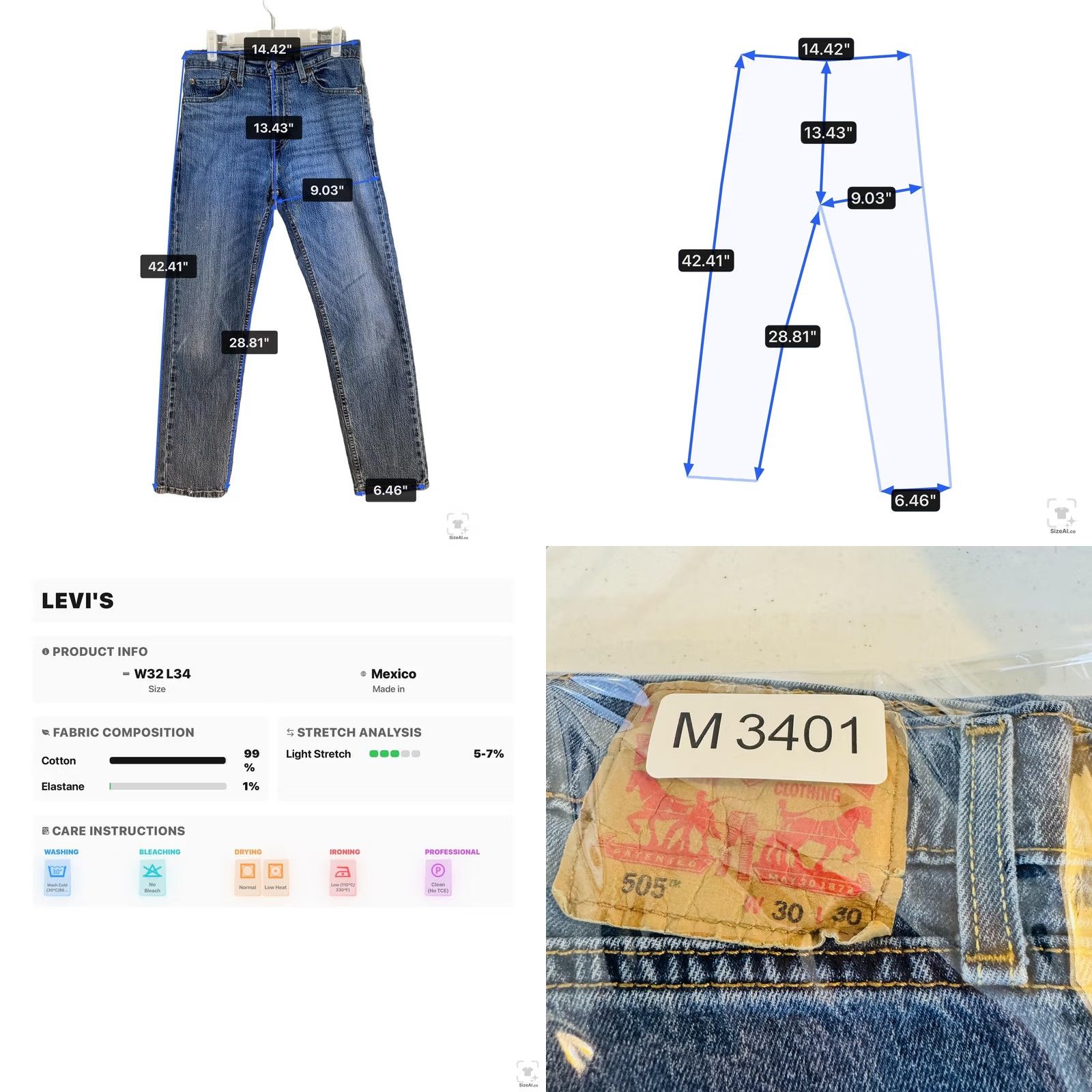 Levi's Levi's 505 Jeans Mens 30x30 Blue Medium Wash Straight Denim Zip Fly Regular Fit Size US 30 / EU 46 - 9 Thumbnail