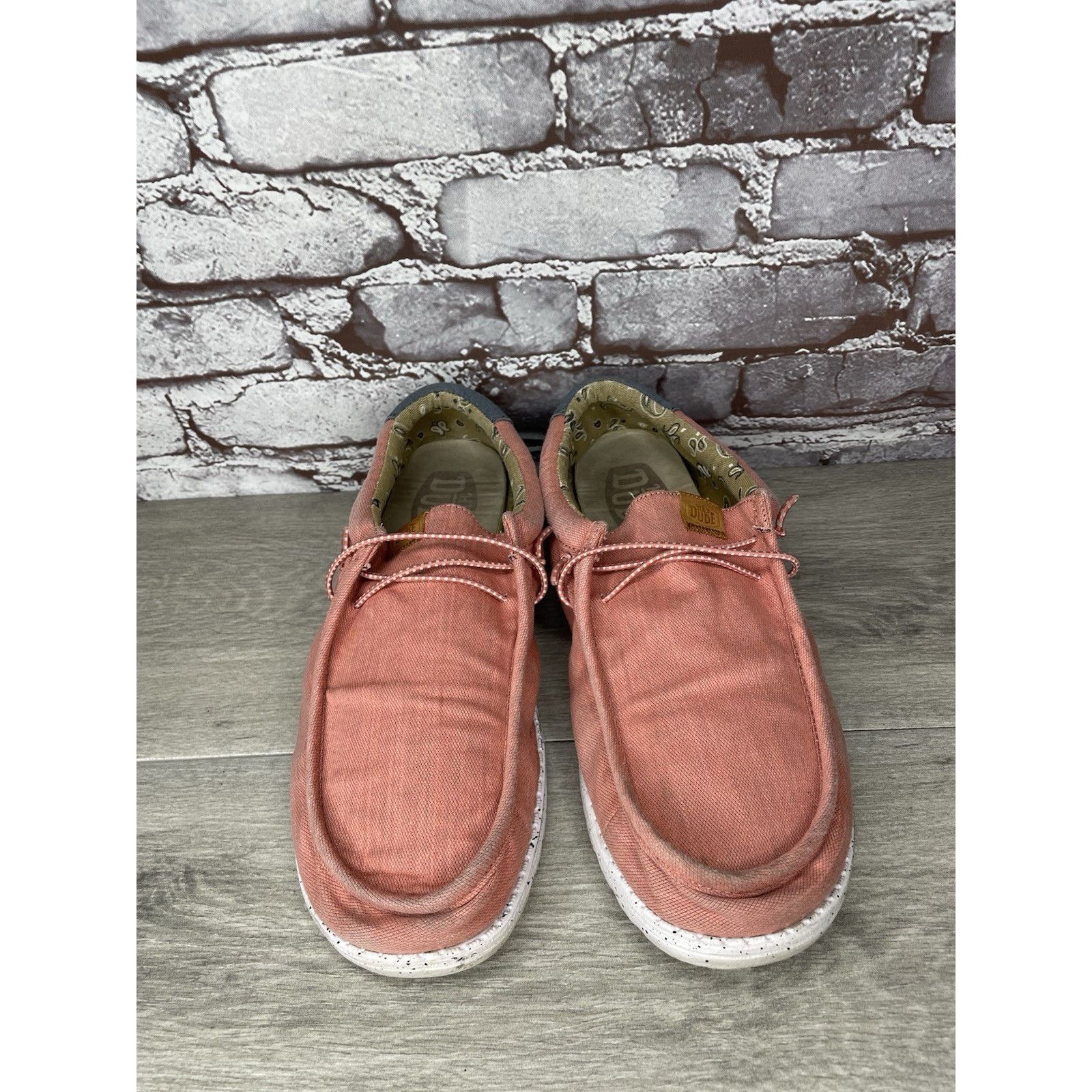 Other Hey Dude Shoes Wally Washed Pink Fabric Slip On Comfort Shoe Size US 13 / EU 46 - 10 Thumbnail