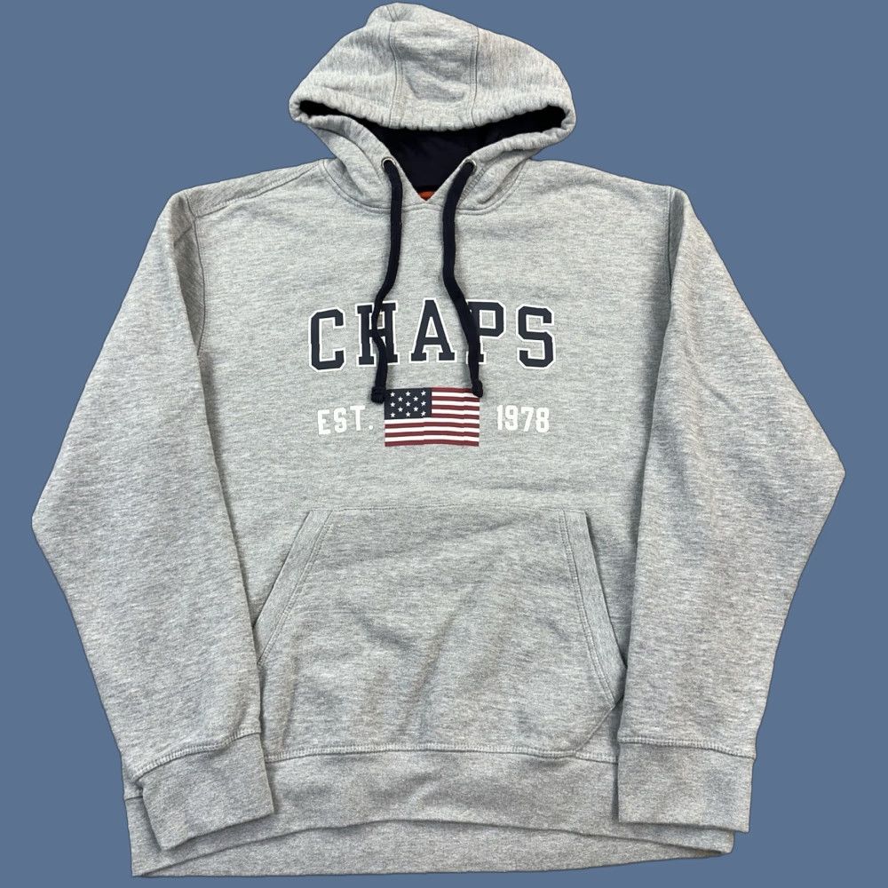 Chaps Chaps Hoodie Mens XL Gray Everyday Fleece USA Flag Logo Spell Out Pullover Shirt Mens XL Gray USA Flag Logo Pullover Hoodie Size US XL / EU 56 / 4 - 1 Thumbnail