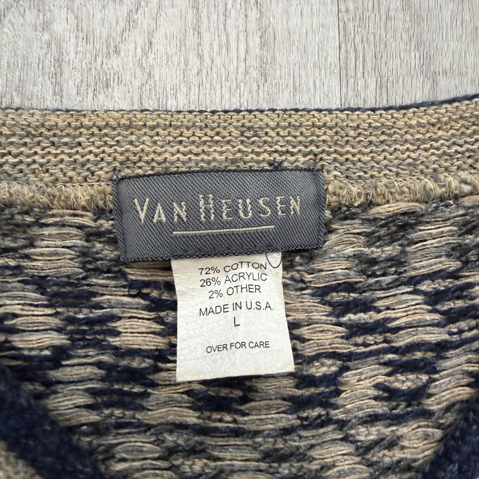 Vintage Vintage Van Heusen Sweater Men's Large Geometric Knit 90s Size US L / EU 52-54 / 3 - 4 Thumbnail