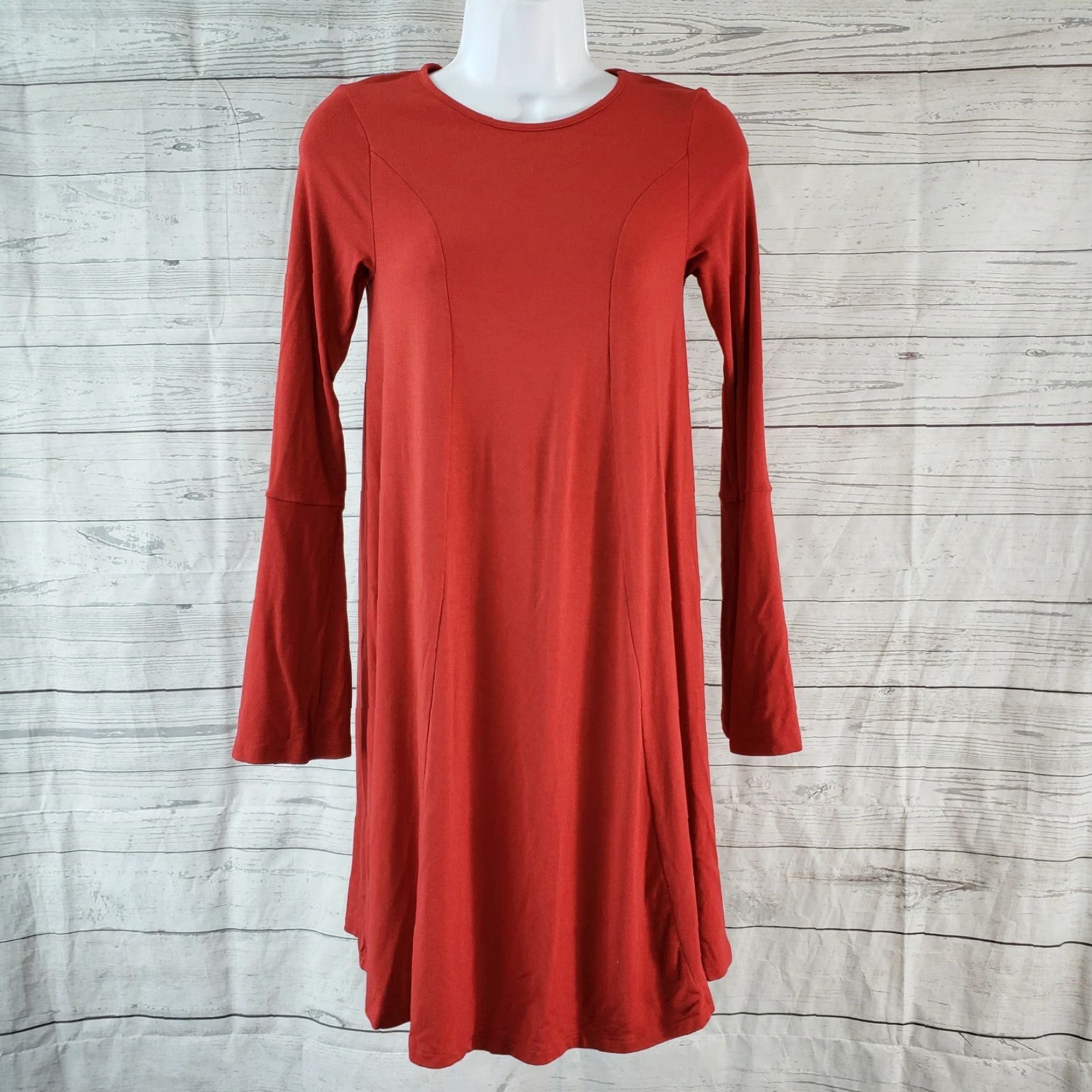 Asos ASOS Womens Long Sleeve Dress Sz 0 Solid Red Flare Sleeve Viscose Blend Dress-Short Mini Pattern: Solid, Size 0, Red, Regular, Womens Size XS / US 0-2 / IT 36-38 - 2 Thumbnail