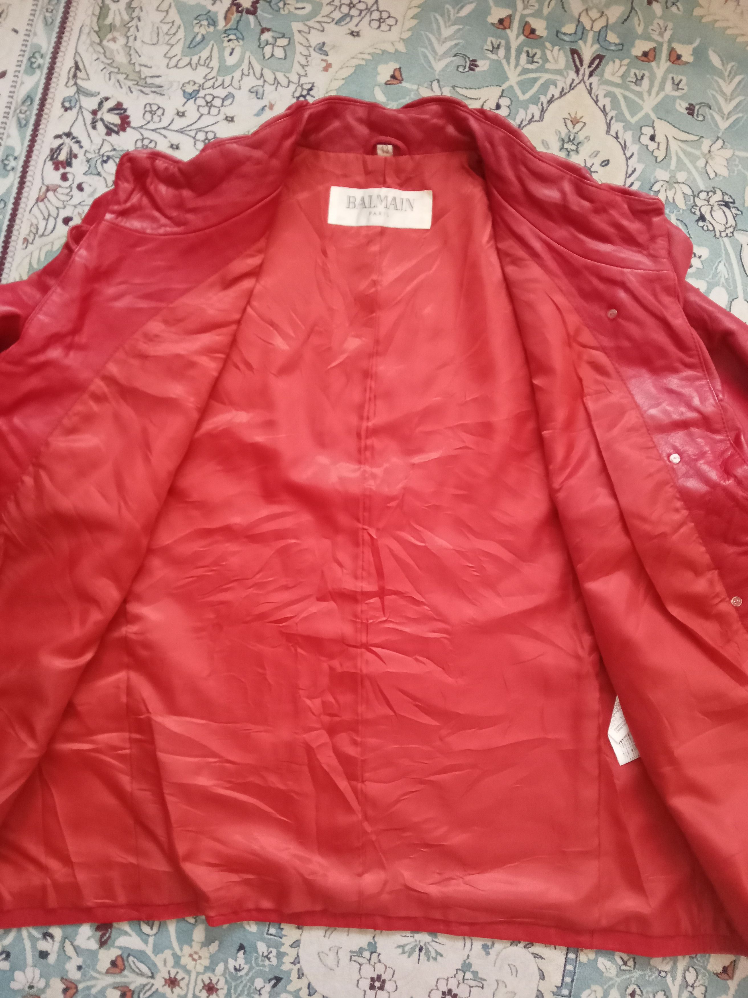Balmain Vintage Balmain Paris Red Leather Jacket Size US L / EU 52-54 / 3 - 11 Thumbnail