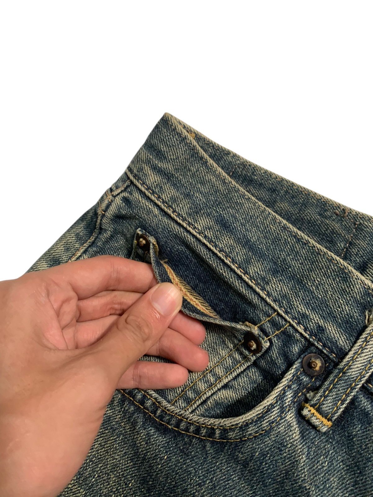 Edwin VINTAGE EDWIN 505X SELVEDGE FADED & RUSTY DISTRESSED DENIM Size US 31 - 11 Thumbnail